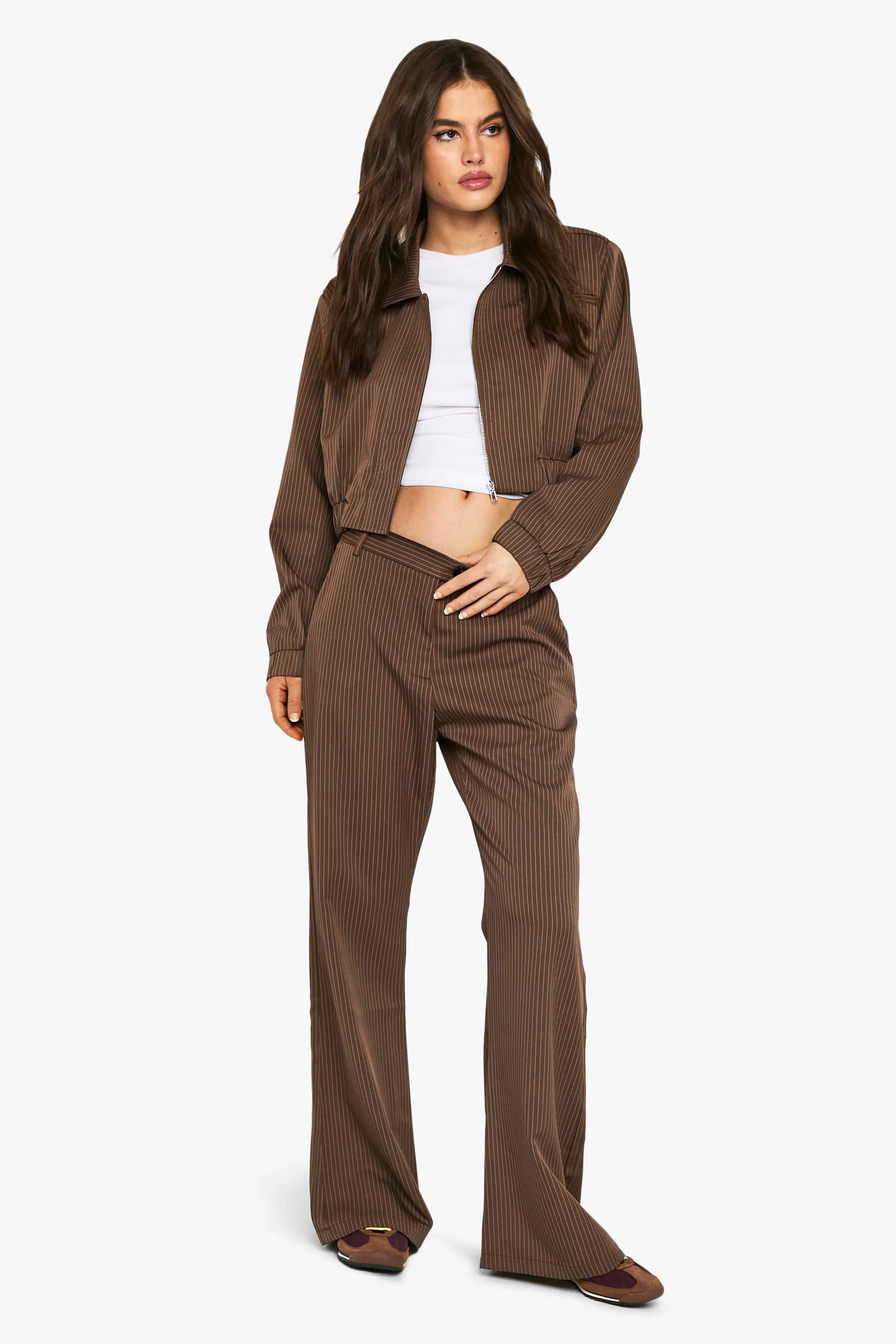 Pinstripe Slim Flare Tailored Trouser 3 Pinstripe Slim Flare Tailored Trouser