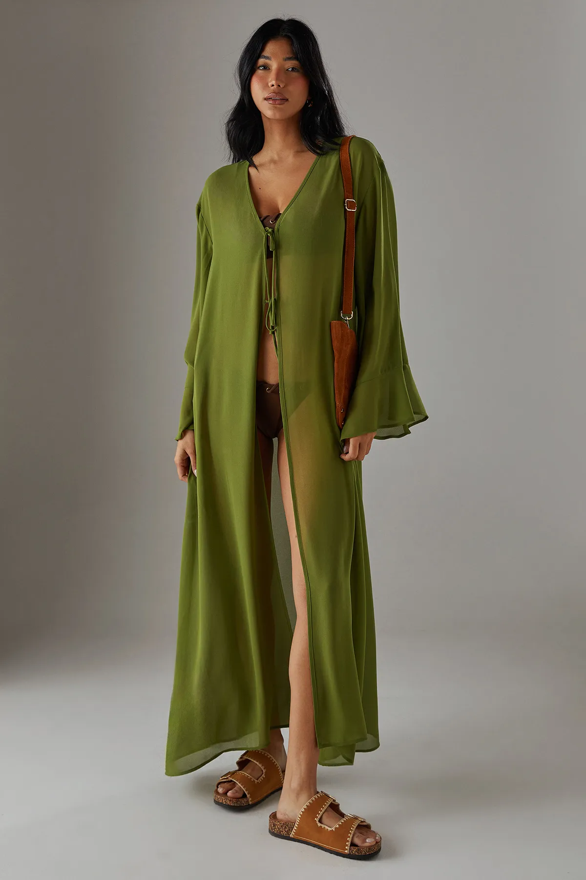 Printed Maxi Tie front Kimono 2 Printed Maxi Tie front Kimono