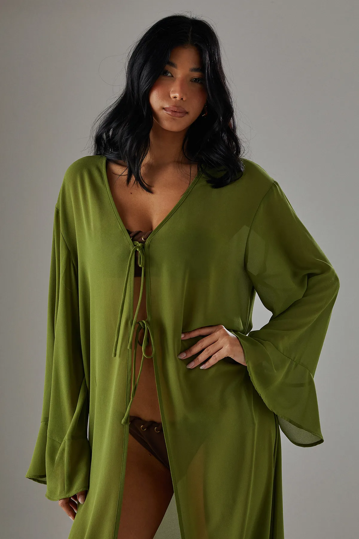 Printed Maxi Tie front Kimono 3 Printed Maxi Tie front Kimono
