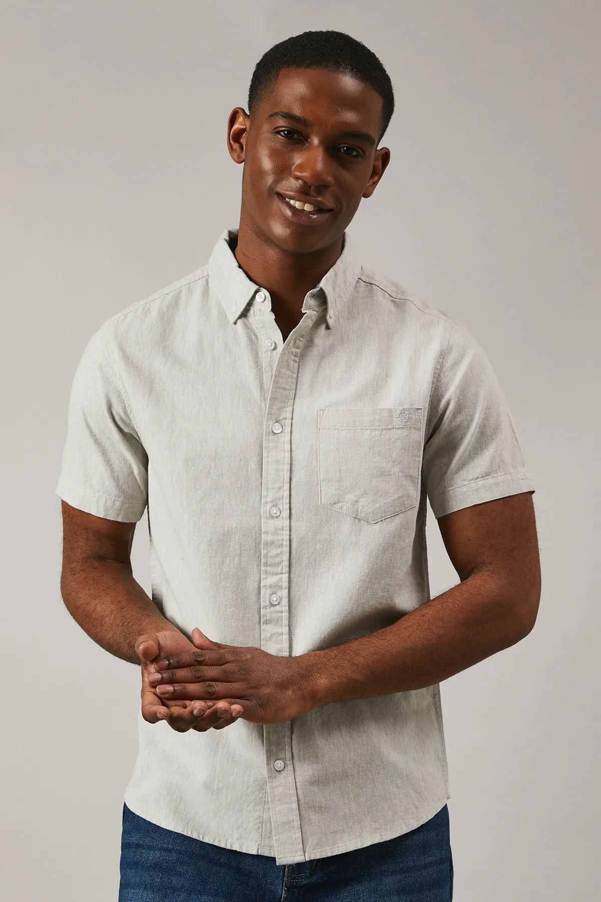 Off White Textured Short Sleeve Shirt 1 Off White Textured Short Sleeve Shirt