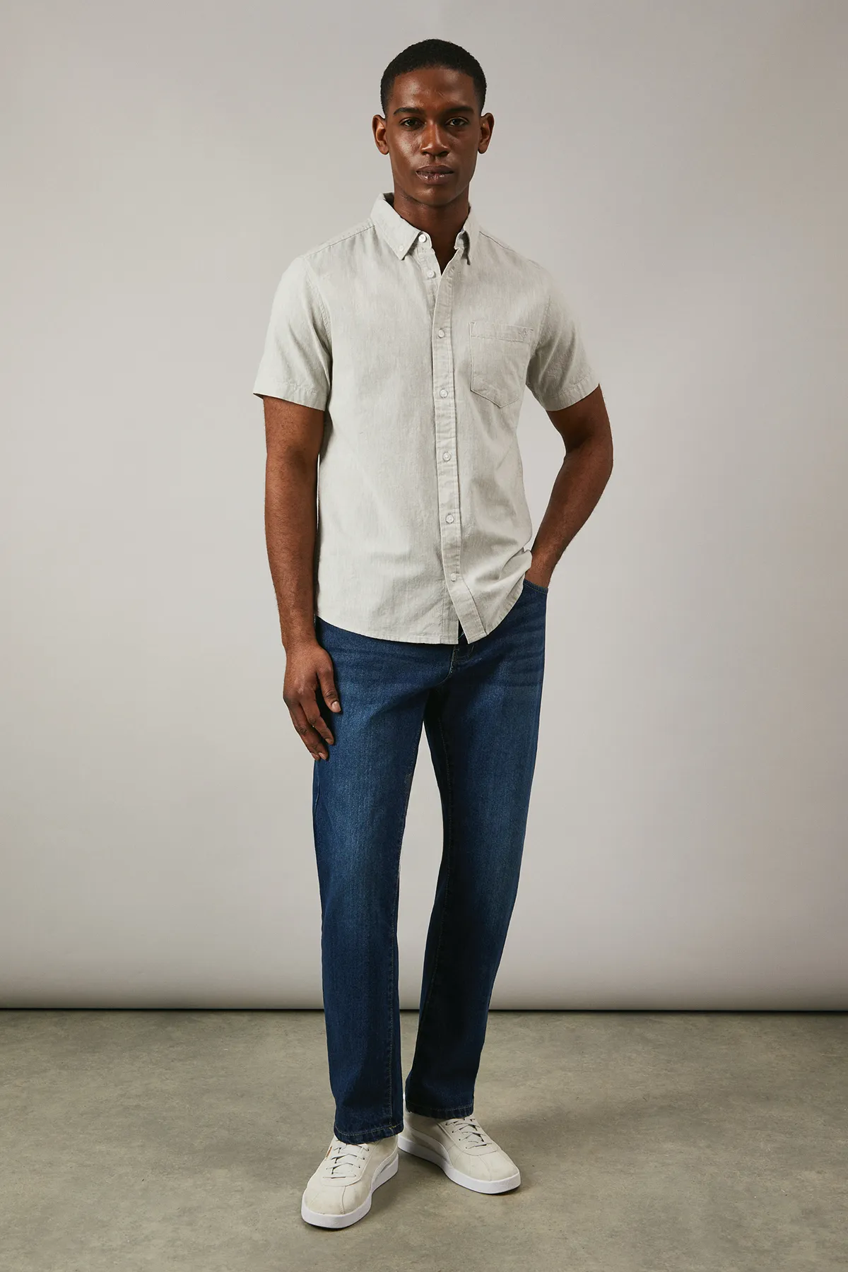 Off White Textured Short Sleeve Shirt 2 Off White Textured Short Sleeve Shirt