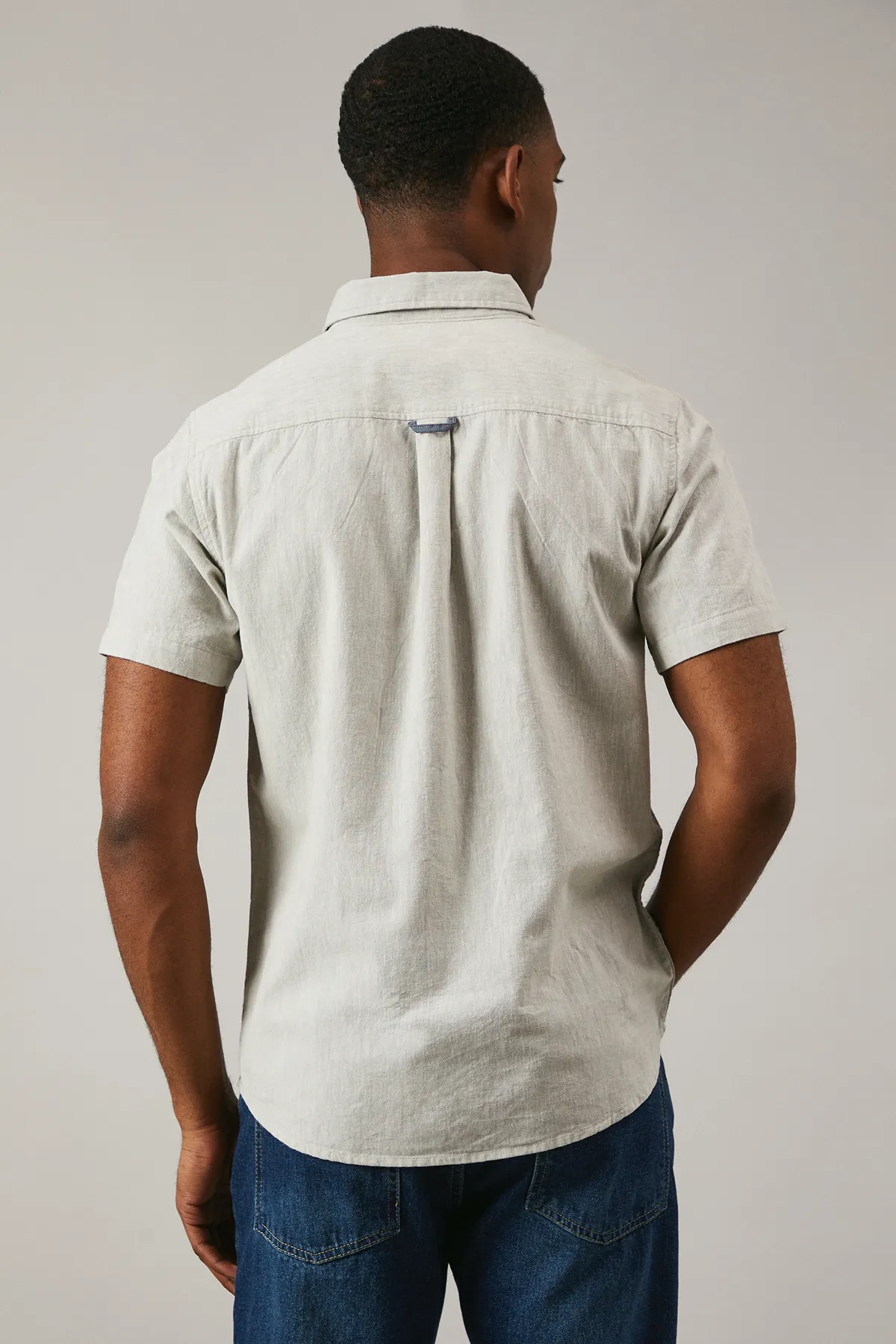 Off White Textured Short Sleeve Shirt 3 Off White Textured Short Sleeve Shirt