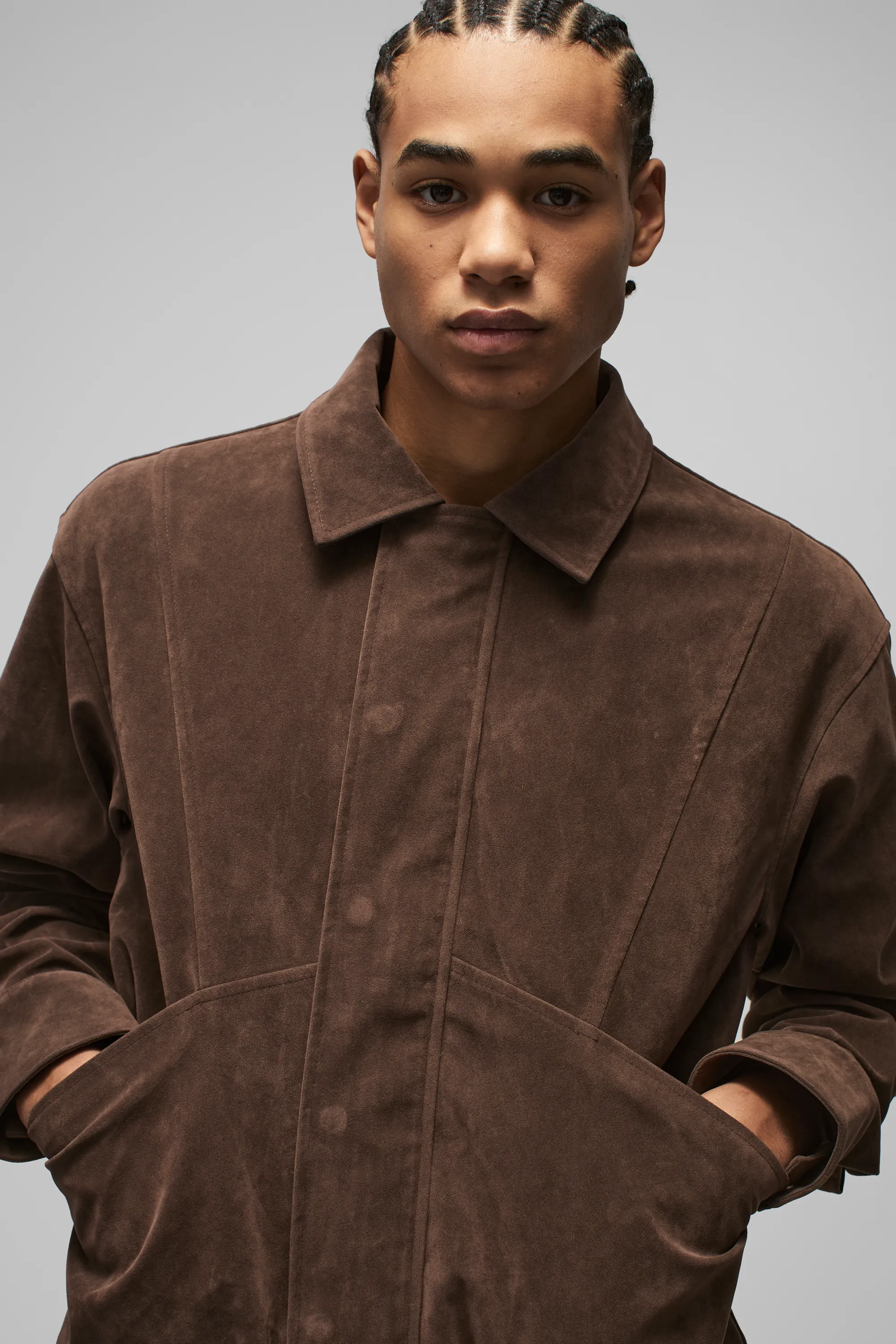 Boxy Faux Suede Pocket Harrington Jacket 3 Boxy Faux Suede Pocket Harrington Jacket