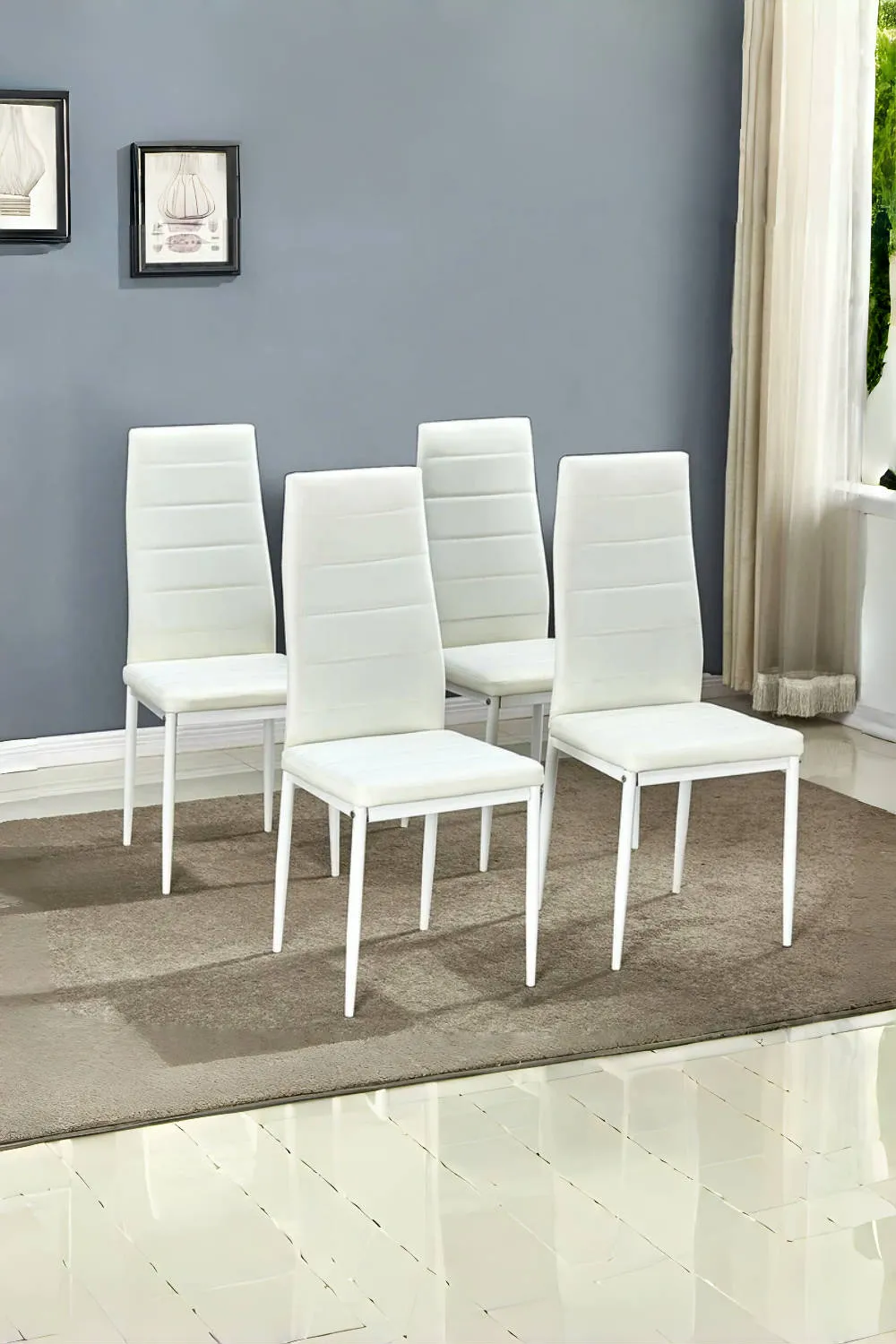 5pcs Dining Table Set of 4 Modern Faux Leather Dining Chairs and Tempered Glass Table 2 5pcs Dining Table Set of 4 Modern Faux Leather Dining Chairs and Tempered Glass Table