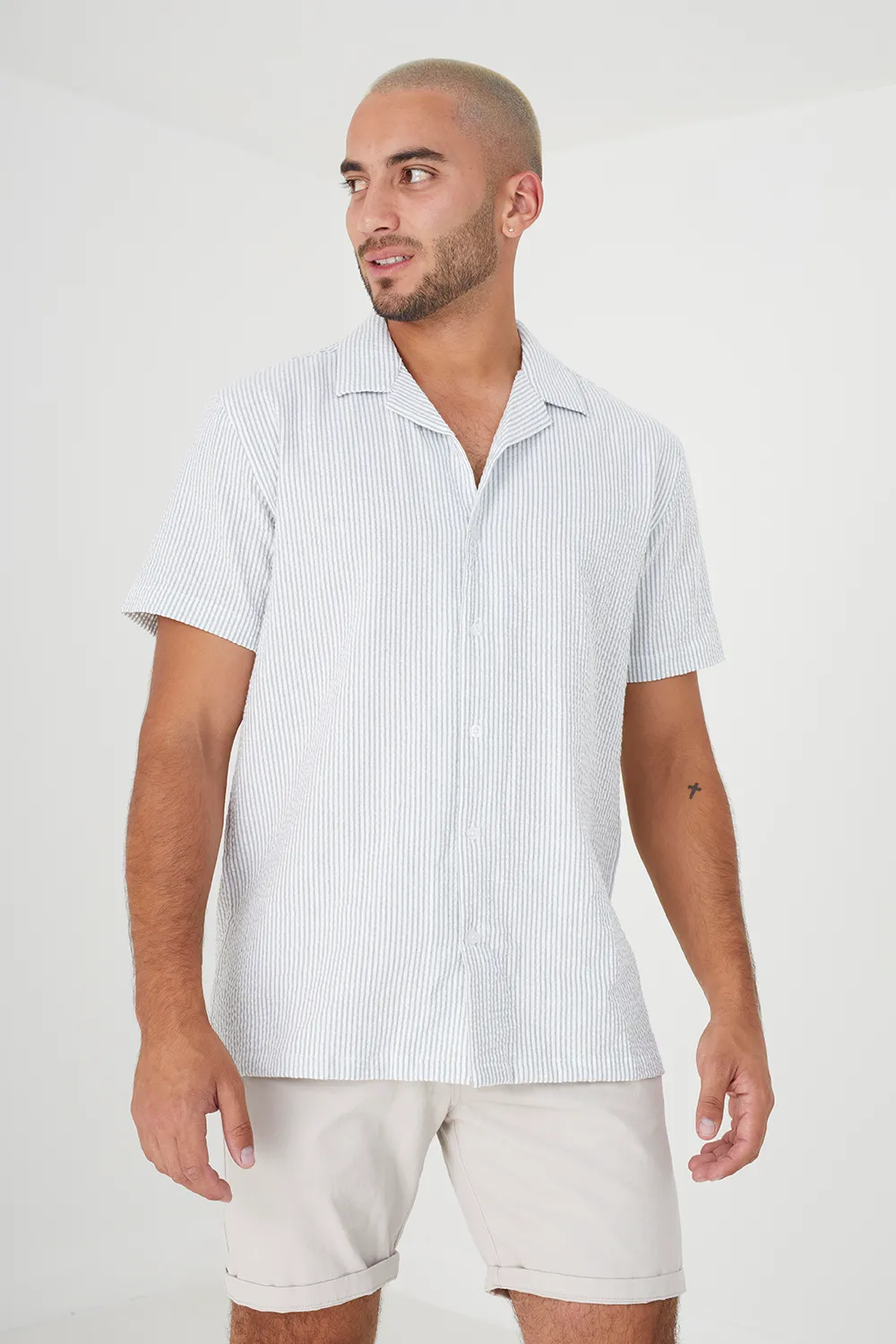 Cotton Short Sleeve Revere Collar Shirt 1 Cotton Short Sleeve Revere Collar Shirt
