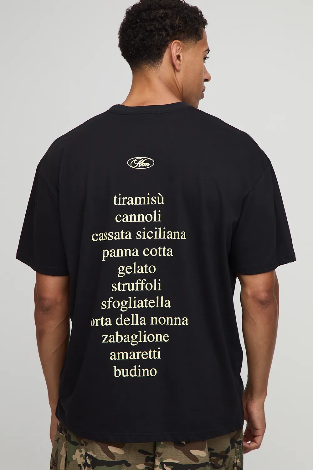 Black Oversized Dessert Printed T-Shirt