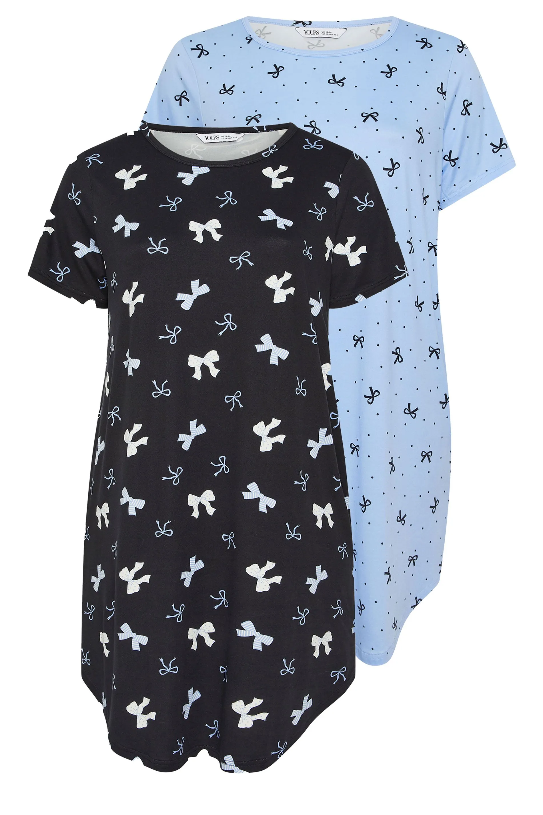 2 Pack Bow Print Soft Touch Nightdresses 2 2 Pack Bow Print Soft Touch Nightdresses