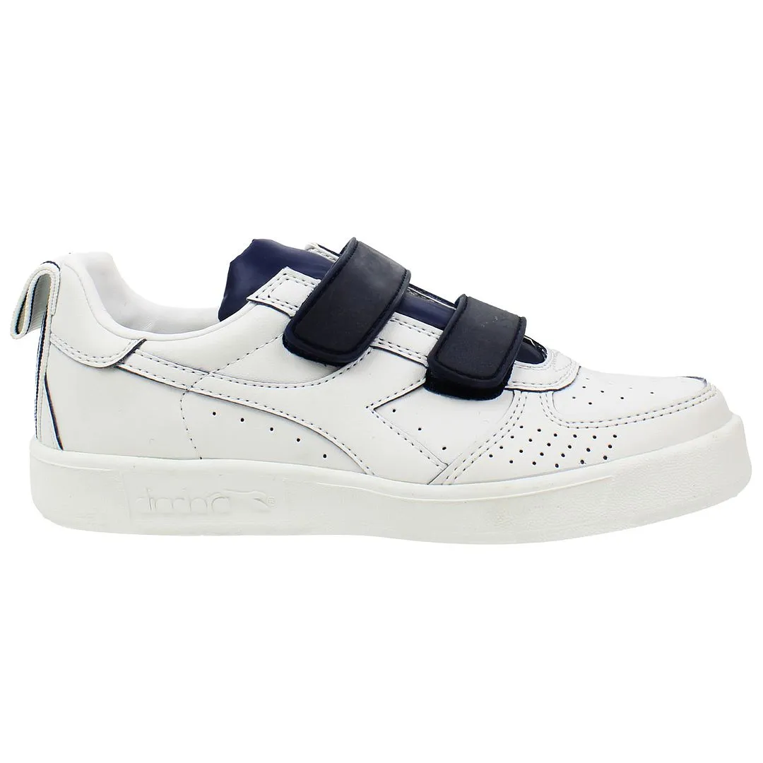 B Elite Tape White Navy Strap Hook & Loop Low Trainers