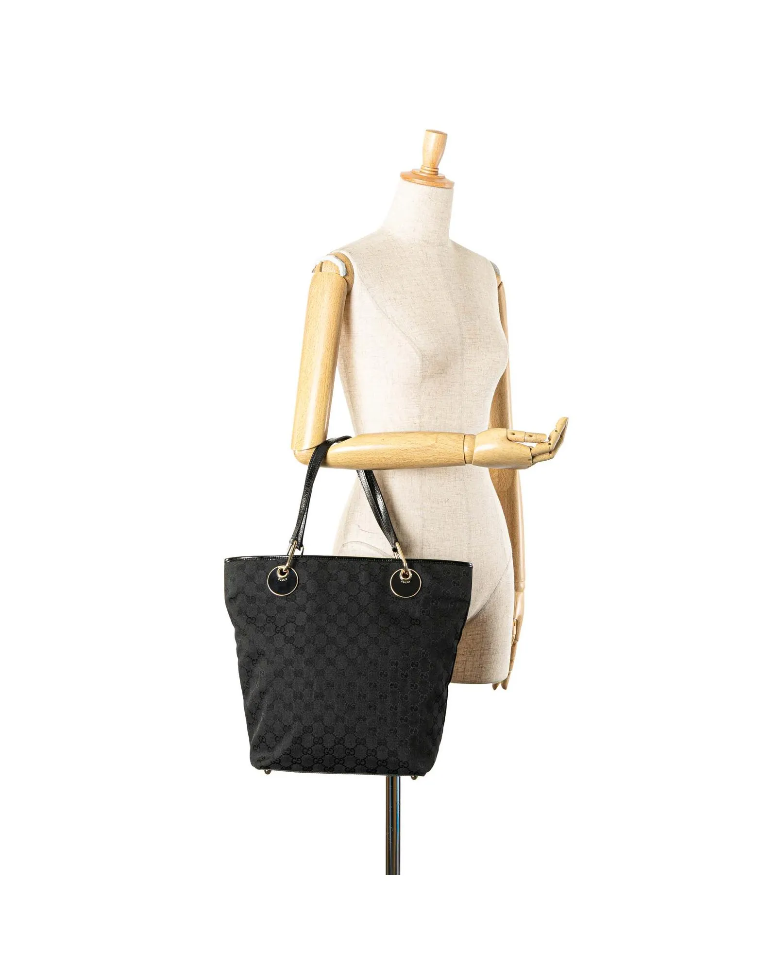 Preloved Elegant Tote Bag with Handles and Accents- Black 11 Preloved Elegant Tote Bag with Handles and Accents- Black