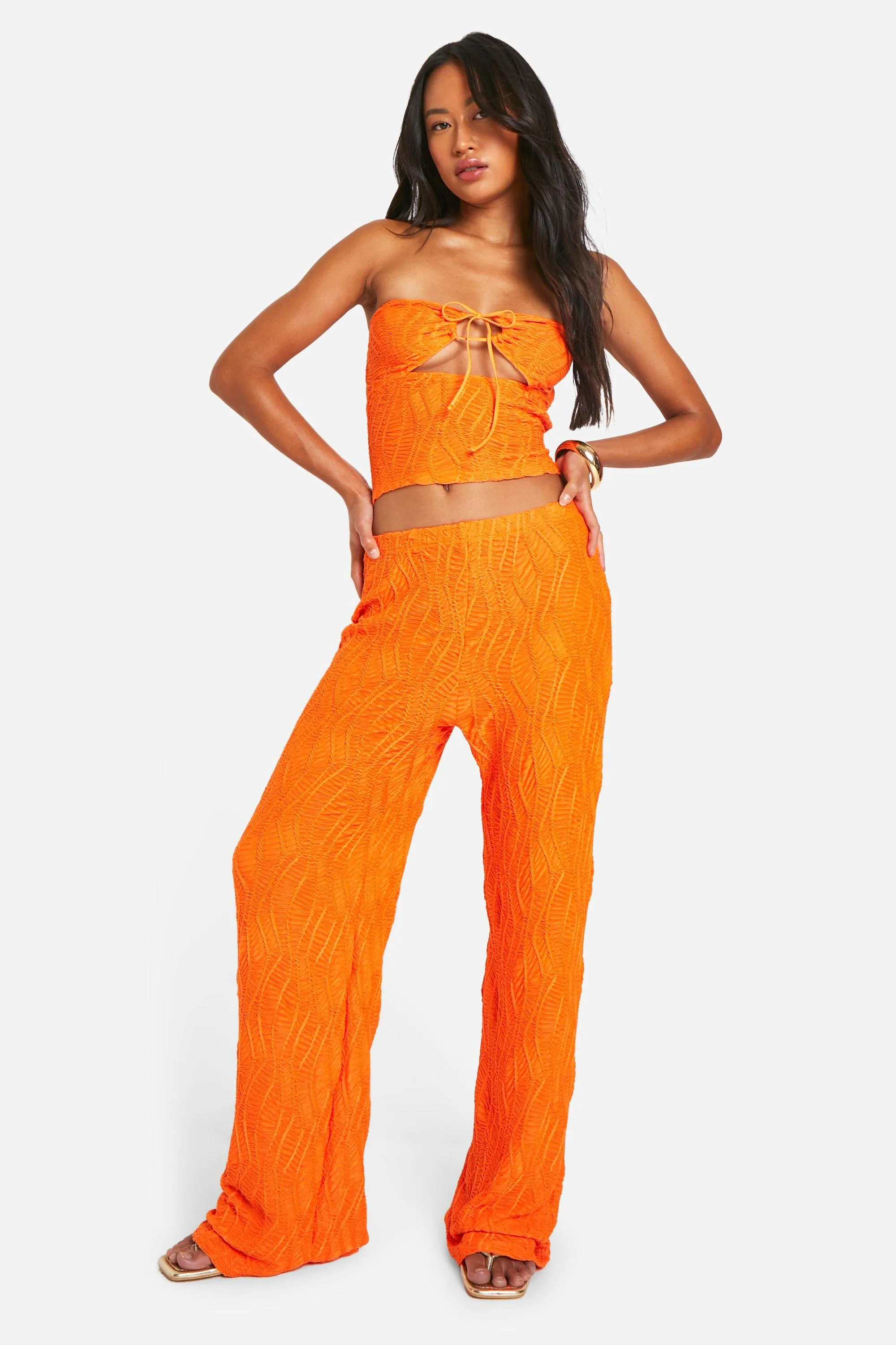 Crinkle Textured Wide Leg Trousers 1 Crinkle Textured Wide Leg Trousers