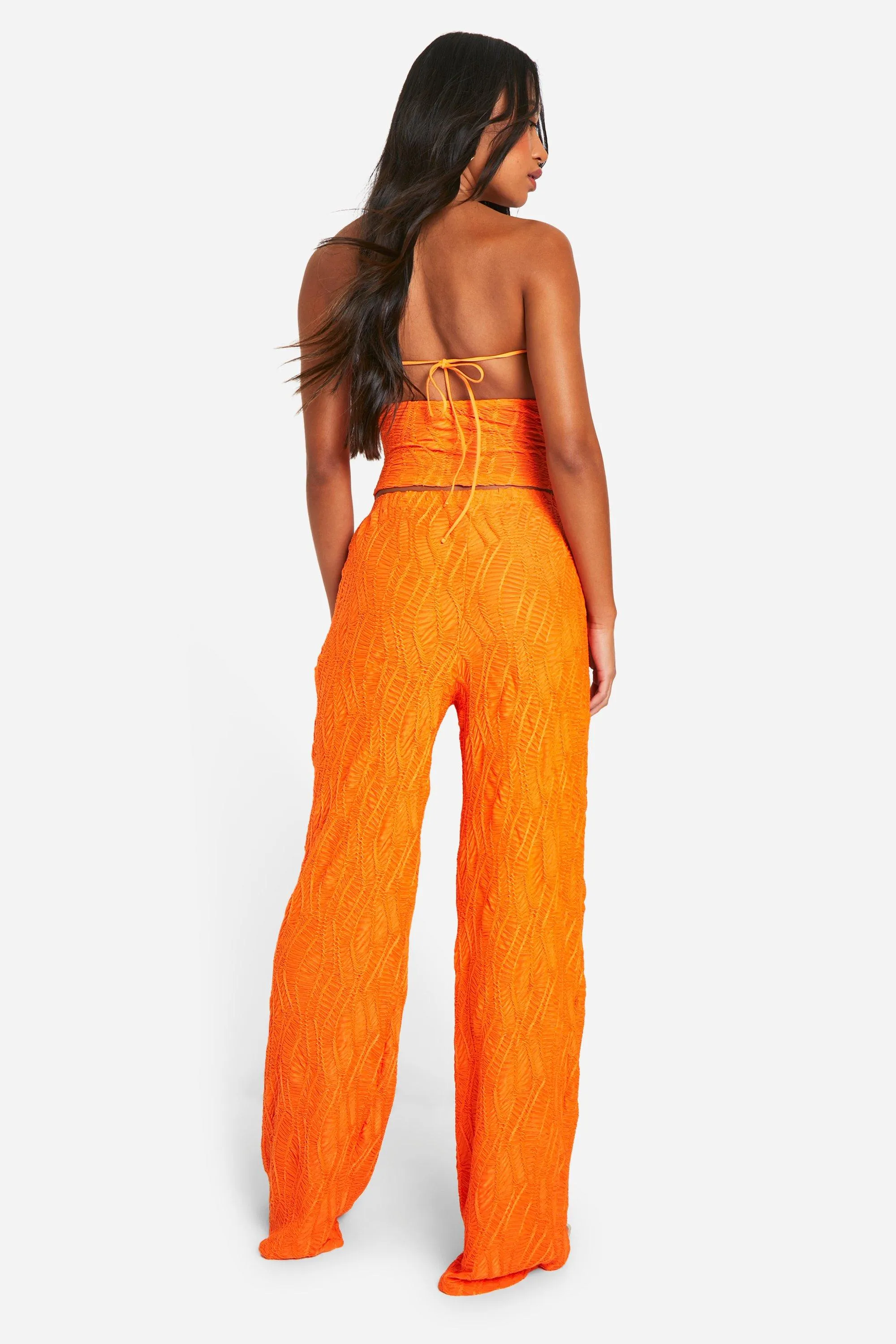 Crinkle Textured Wide Leg Trousers 2 Crinkle Textured Wide Leg Trousers