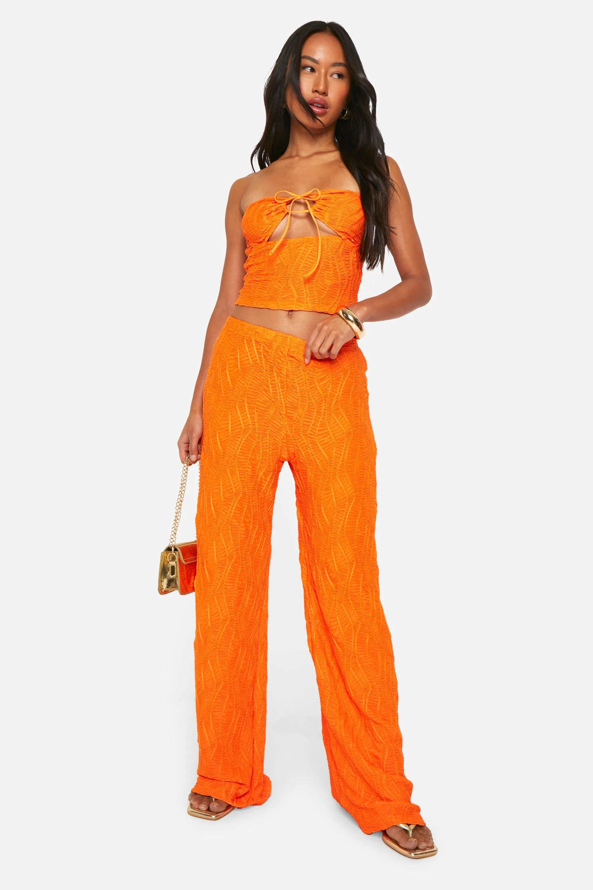 Crinkle Textured Wide Leg Trousers 3 Crinkle Textured Wide Leg Trousers