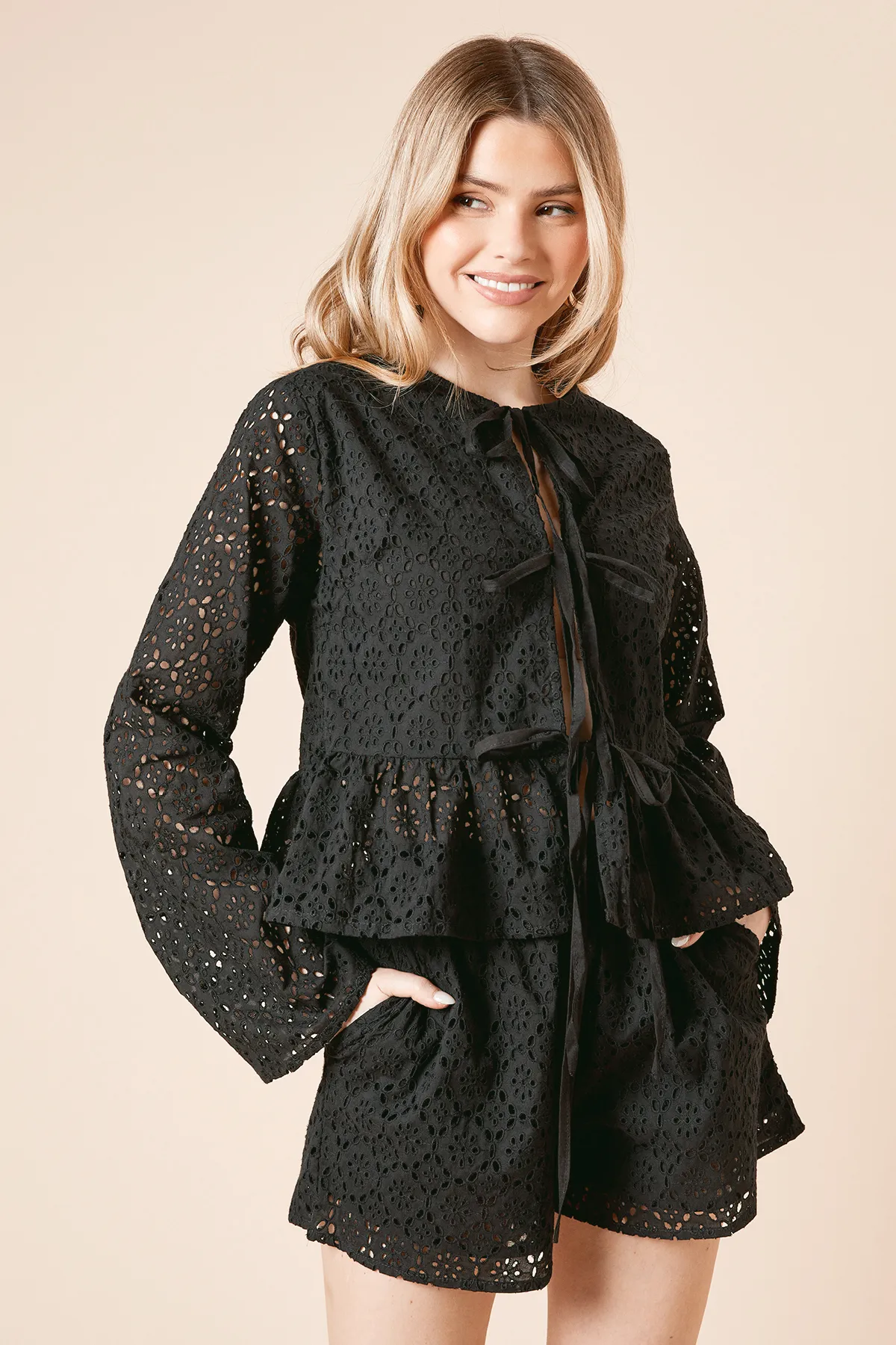 Broderie Tie Front Blouse 2 Broderie Tie Front Blouse