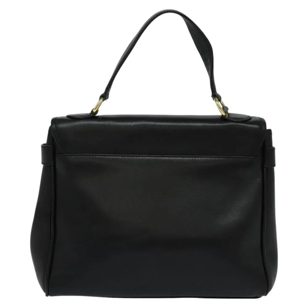 Preloved Leather Top Handle Handbag- Black 2 Preloved Leather Top Handle Handbag- Black