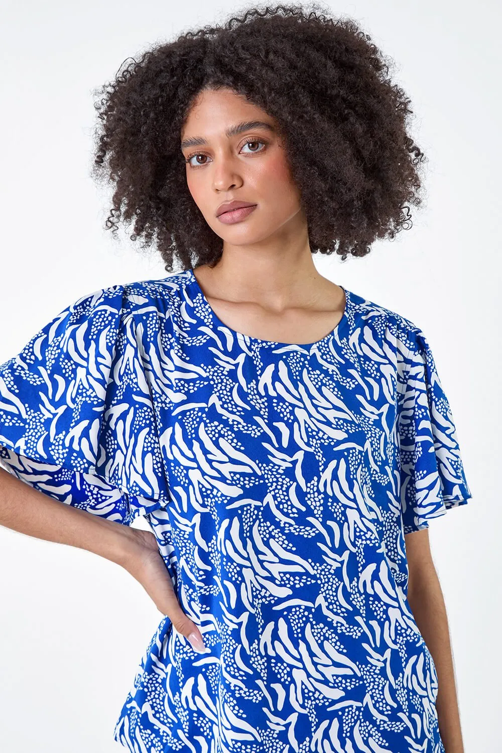Abstract Print Flared Sleeve Top 4 Abstract Print Flared Sleeve Top