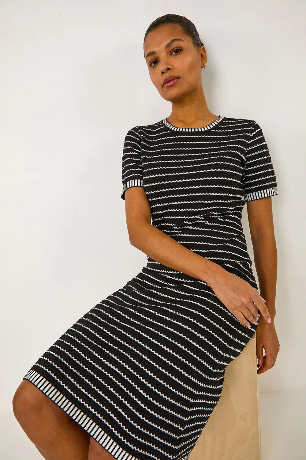 Stripe Print Knitted Dress 3 Stripe Print Knitted Dress