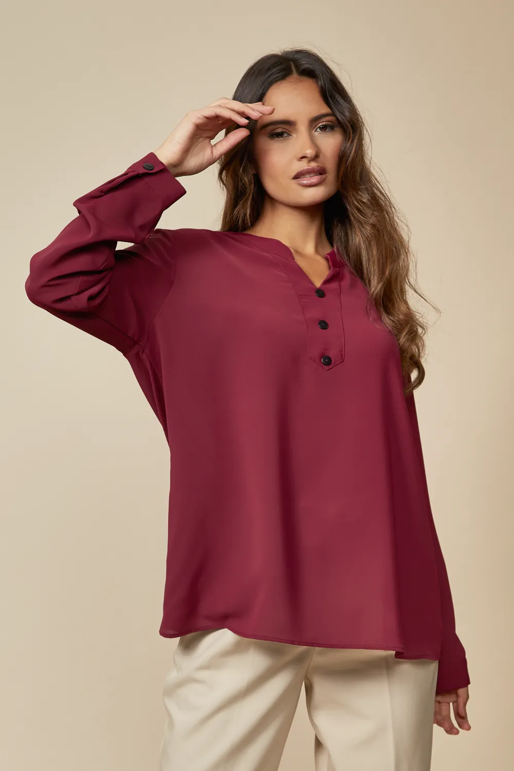 Oversized Button Detailed Long Sleeves Top 1 Oversized Button Detailed Long Sleeves Top