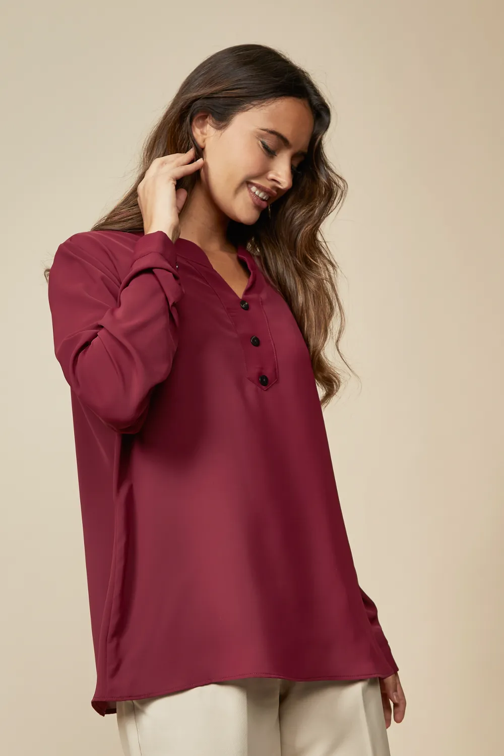 Oversized Button Detailed Long Sleeves Top 4 Oversized Button Detailed Long Sleeves Top