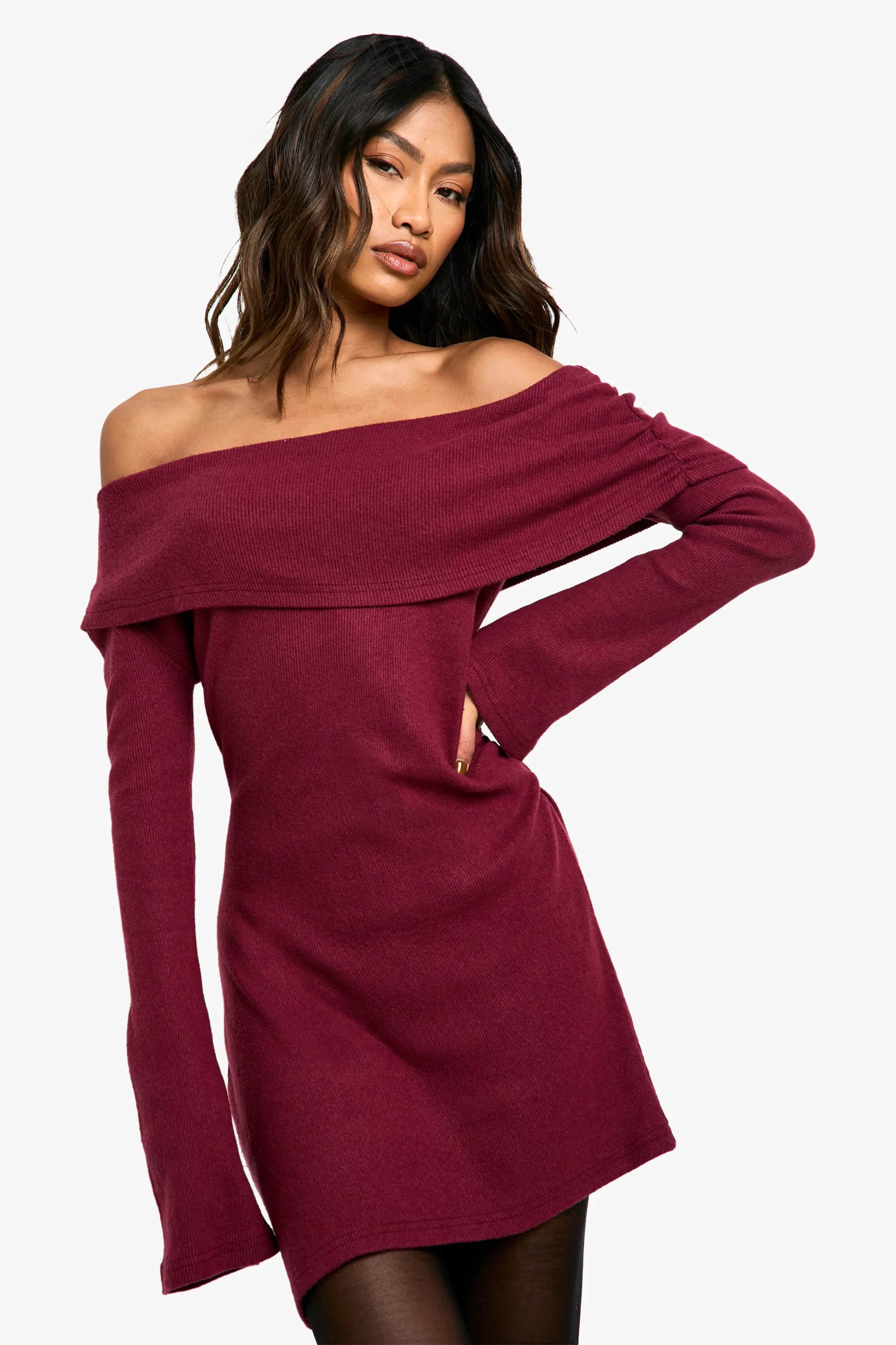 Brushed Rib Mini Long Sleeve Dress