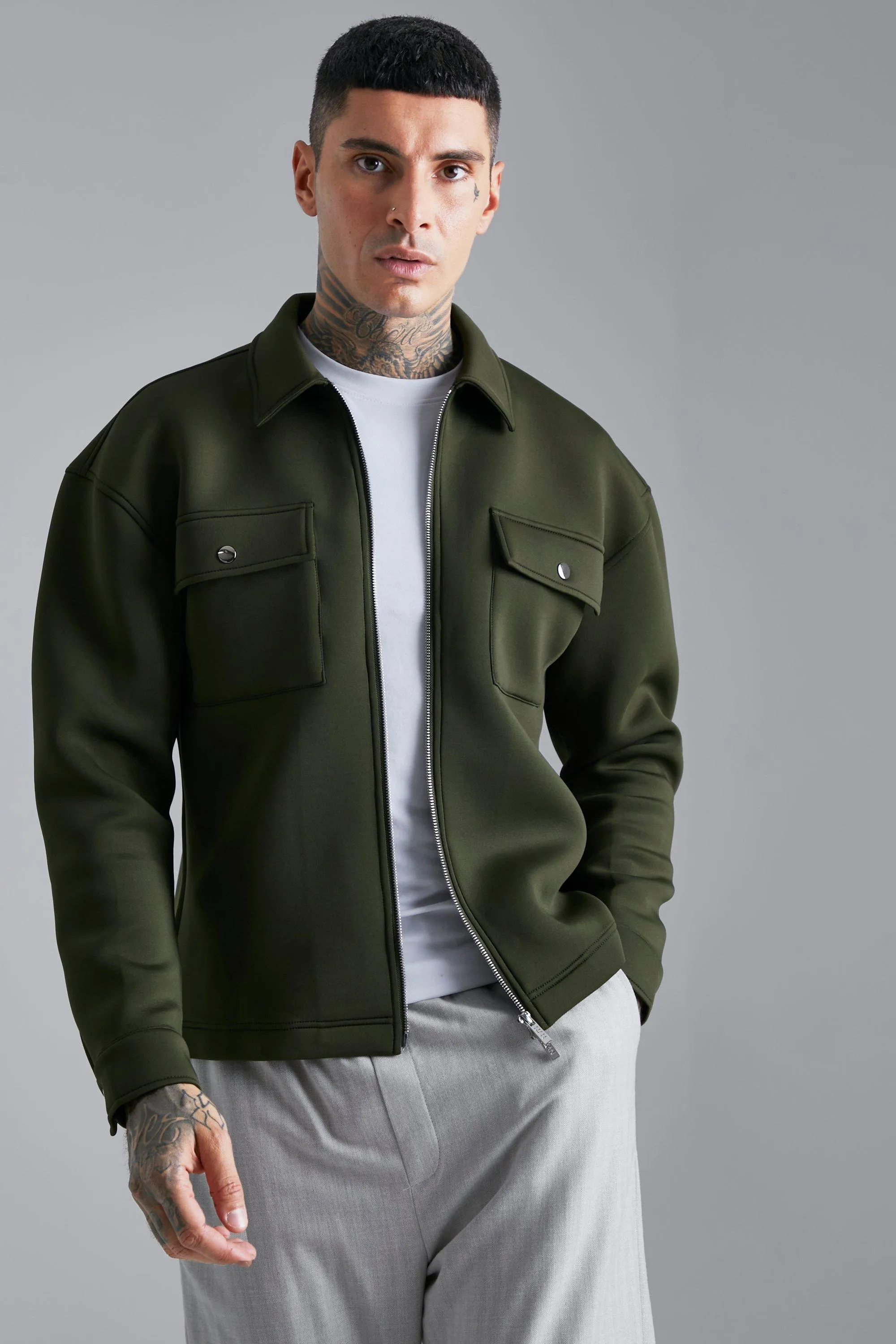 Boxy Neoprene Zip Overshirt