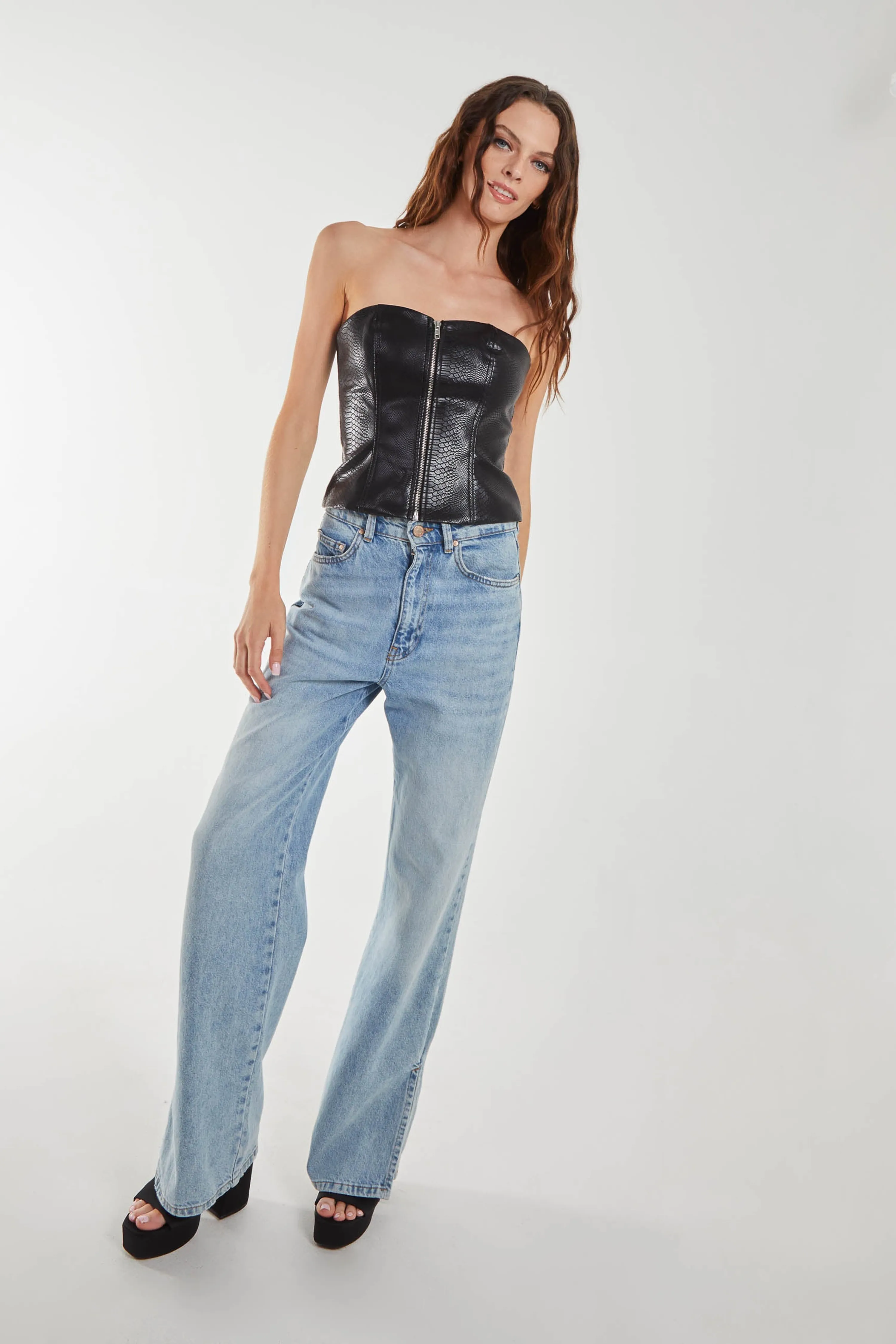 Black Snake PU Lace Up Corset Top 3 Black Snake PU Lace Up Corset Top