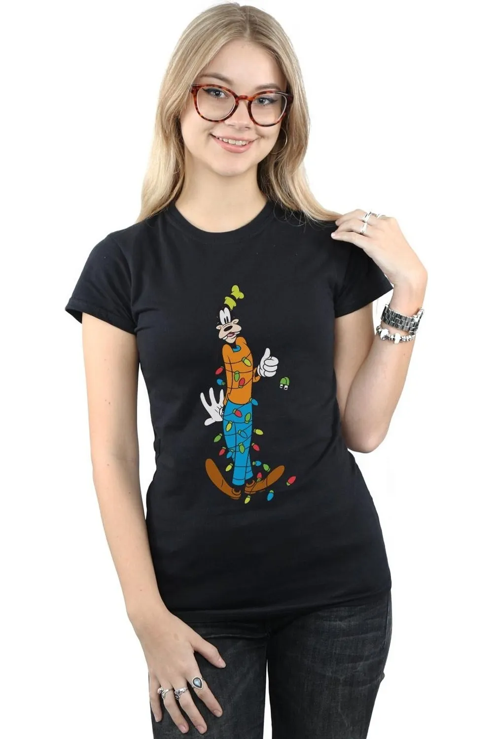 Goofy Christmas Lights Cotton T-Shirt 1 Goofy Christmas Lights Cotton T-Shirt