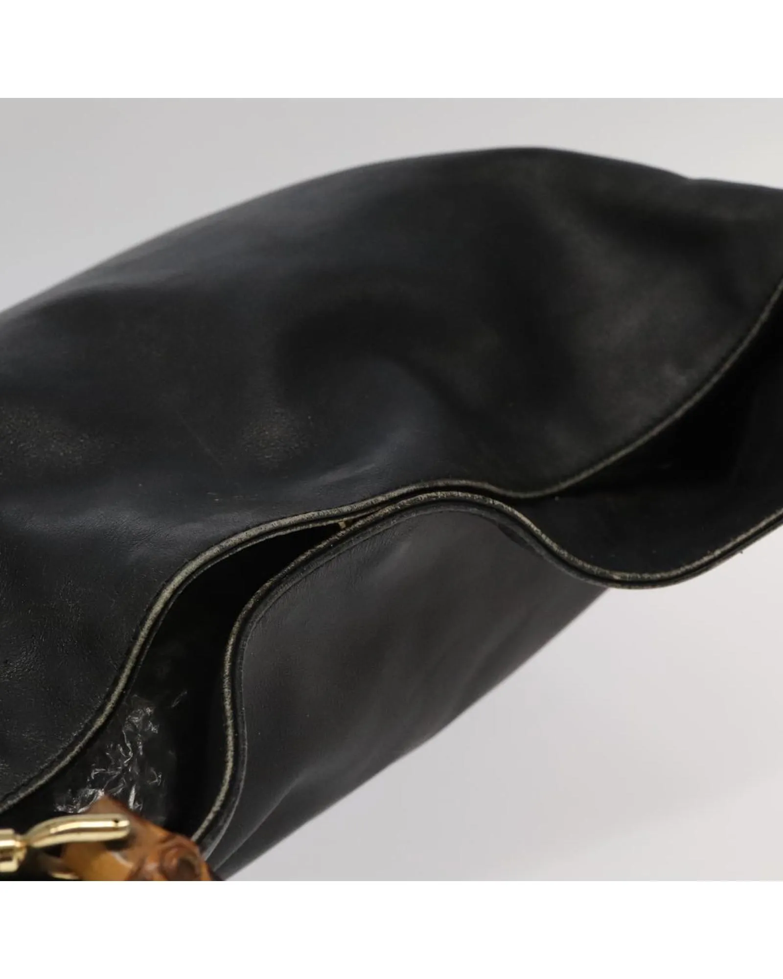 Preloved Bamboo Handle Leather Shoulder Bag- Black 7 Preloved Bamboo Handle Leather Shoulder Bag- Black