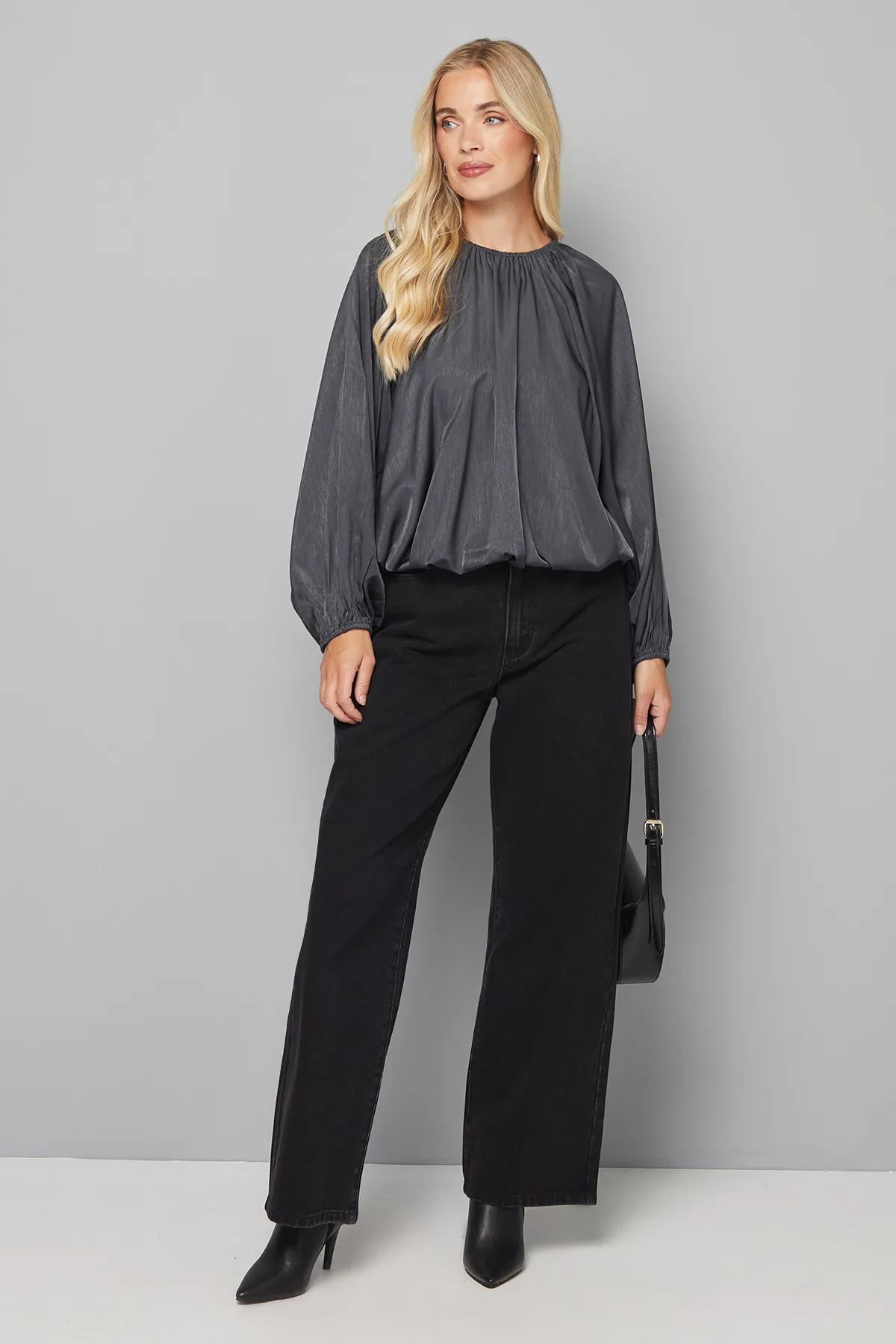 Petite Gathered Puff Hem Blouse 2 Petite Gathered Puff Hem Blouse
