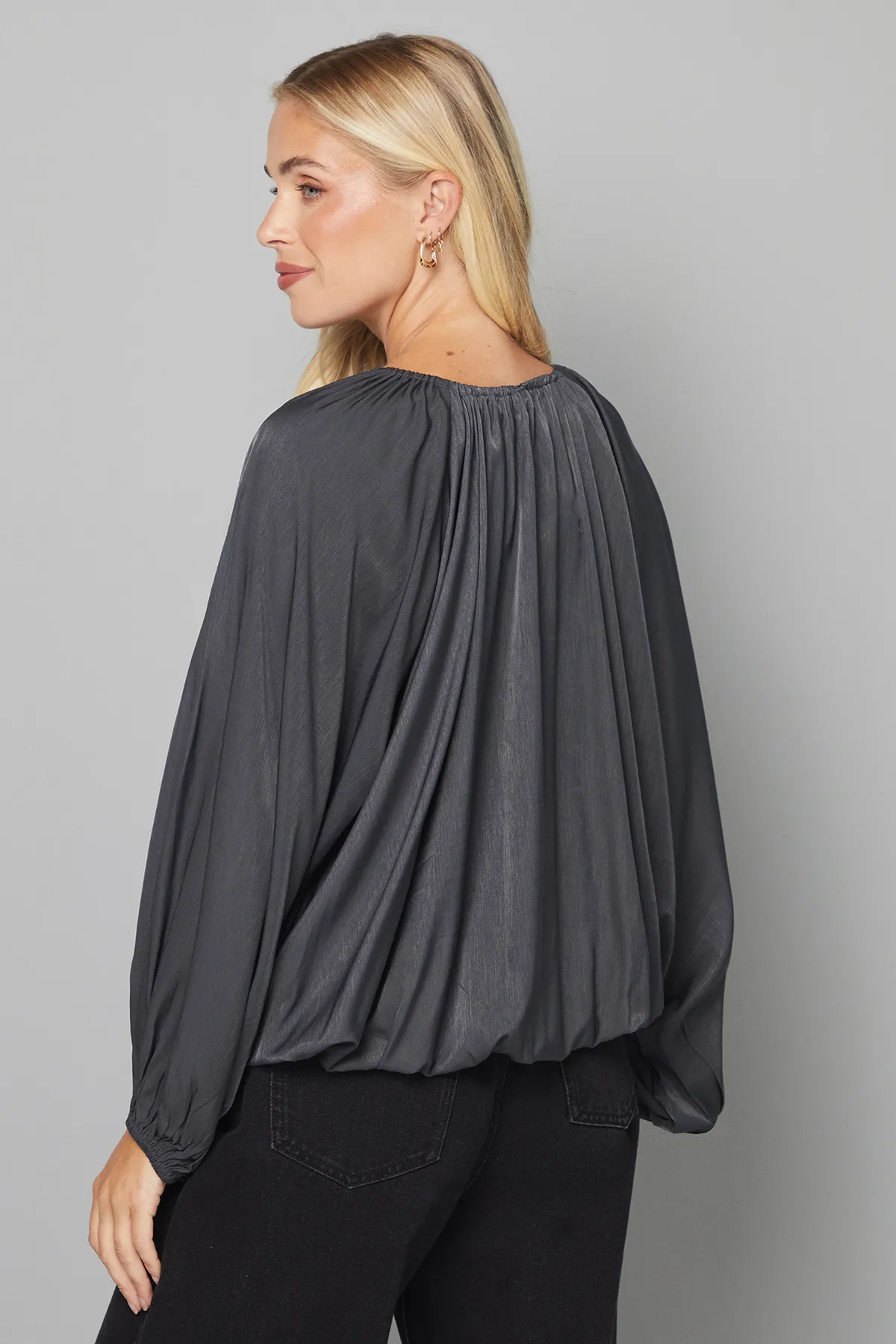 Petite Gathered Puff Hem Blouse 3 Petite Gathered Puff Hem Blouse