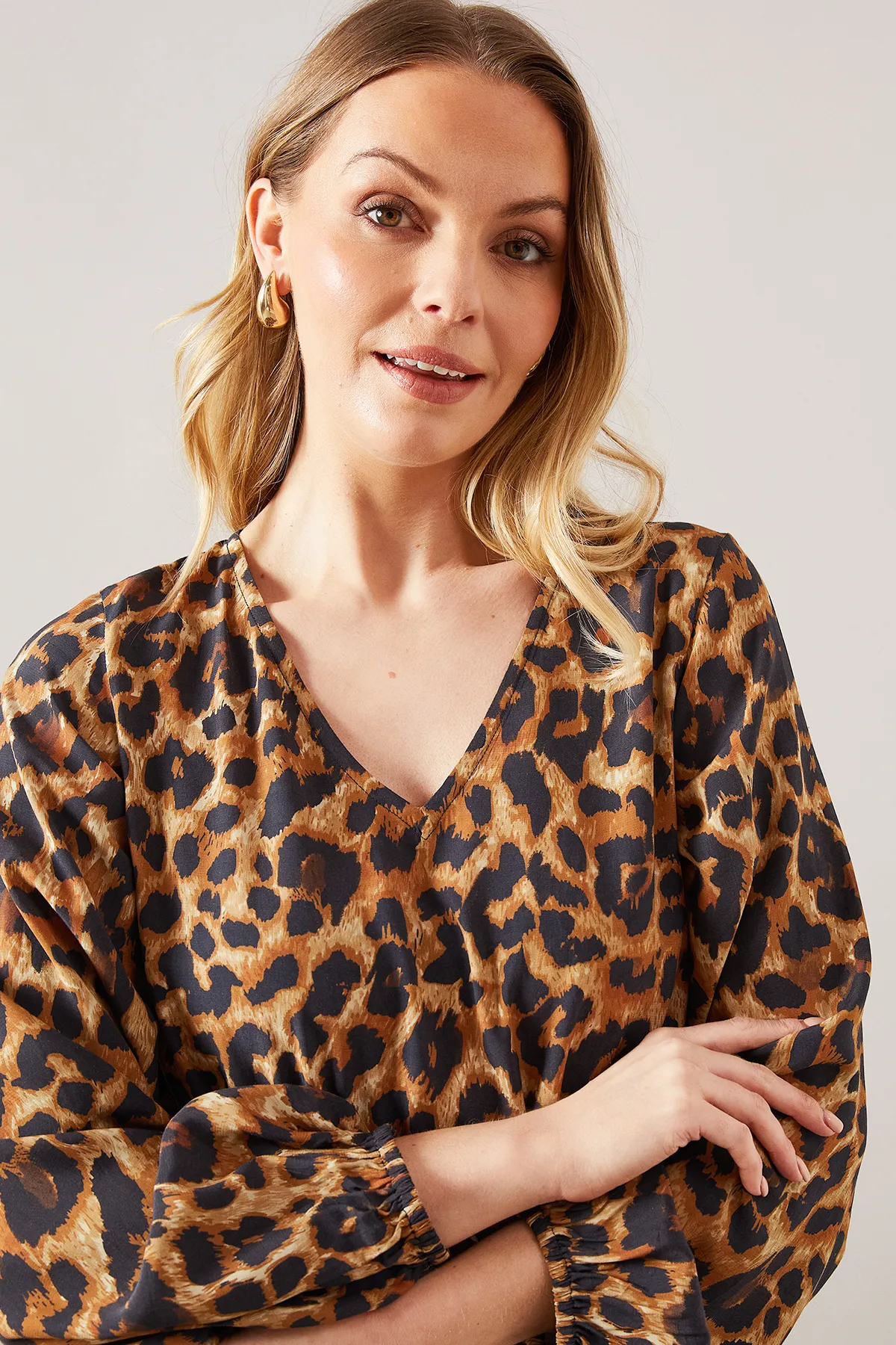 Leopard Print Drawstring Viscose Midi Dress 4 Leopard Print Drawstring Viscose Midi Dress