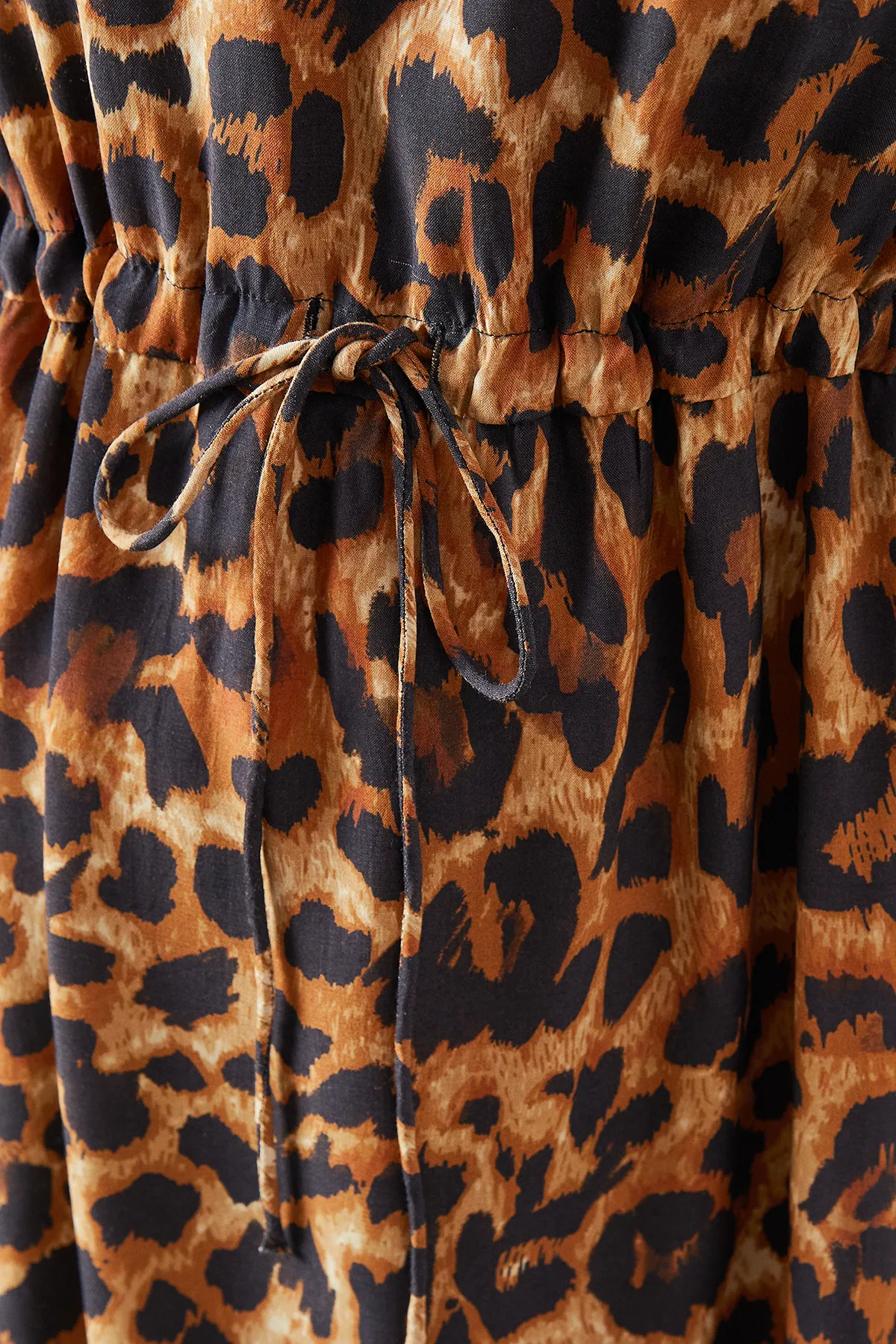 Leopard Print Drawstring Viscose Midi Dress 5 Leopard Print Drawstring Viscose Midi Dress