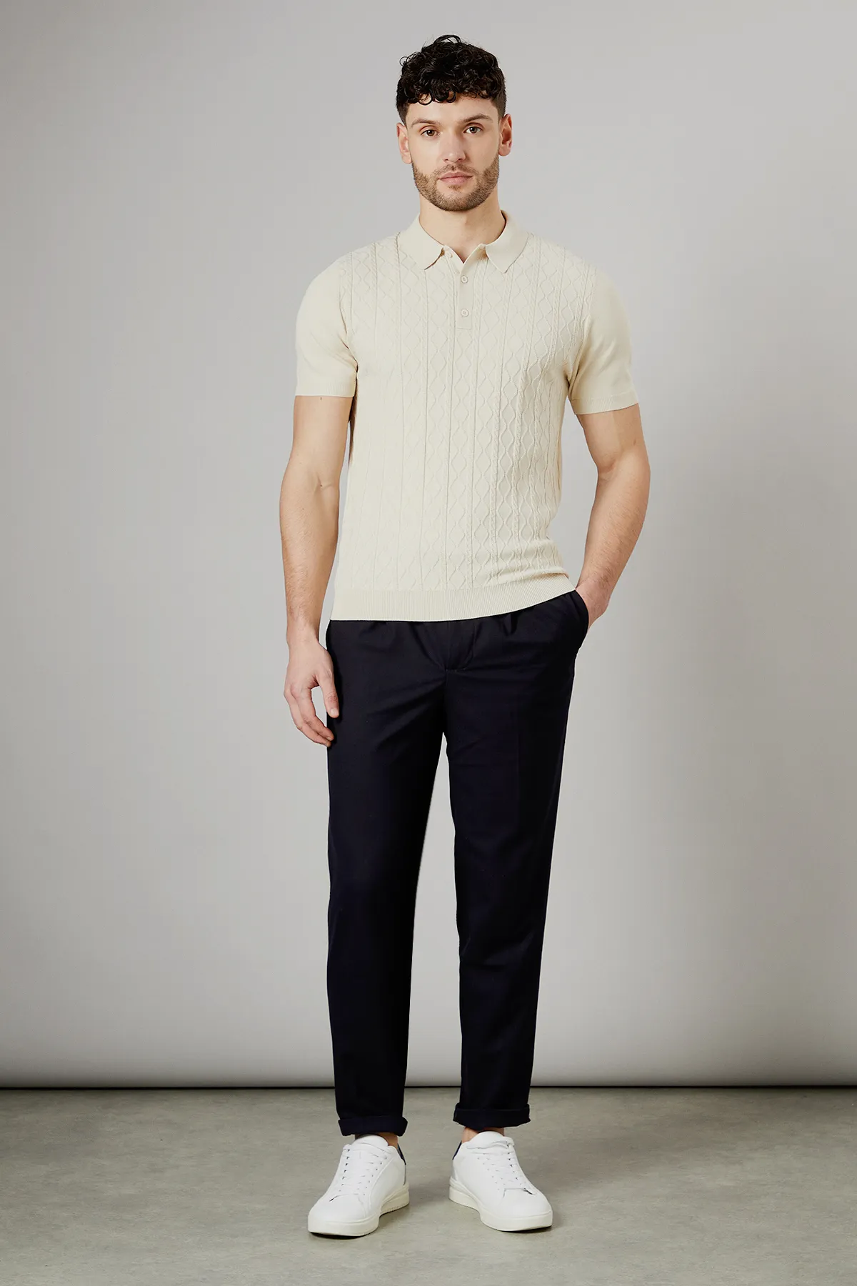 Off White Cable Knitted Polo 2 Off White Cable Knitted Polo