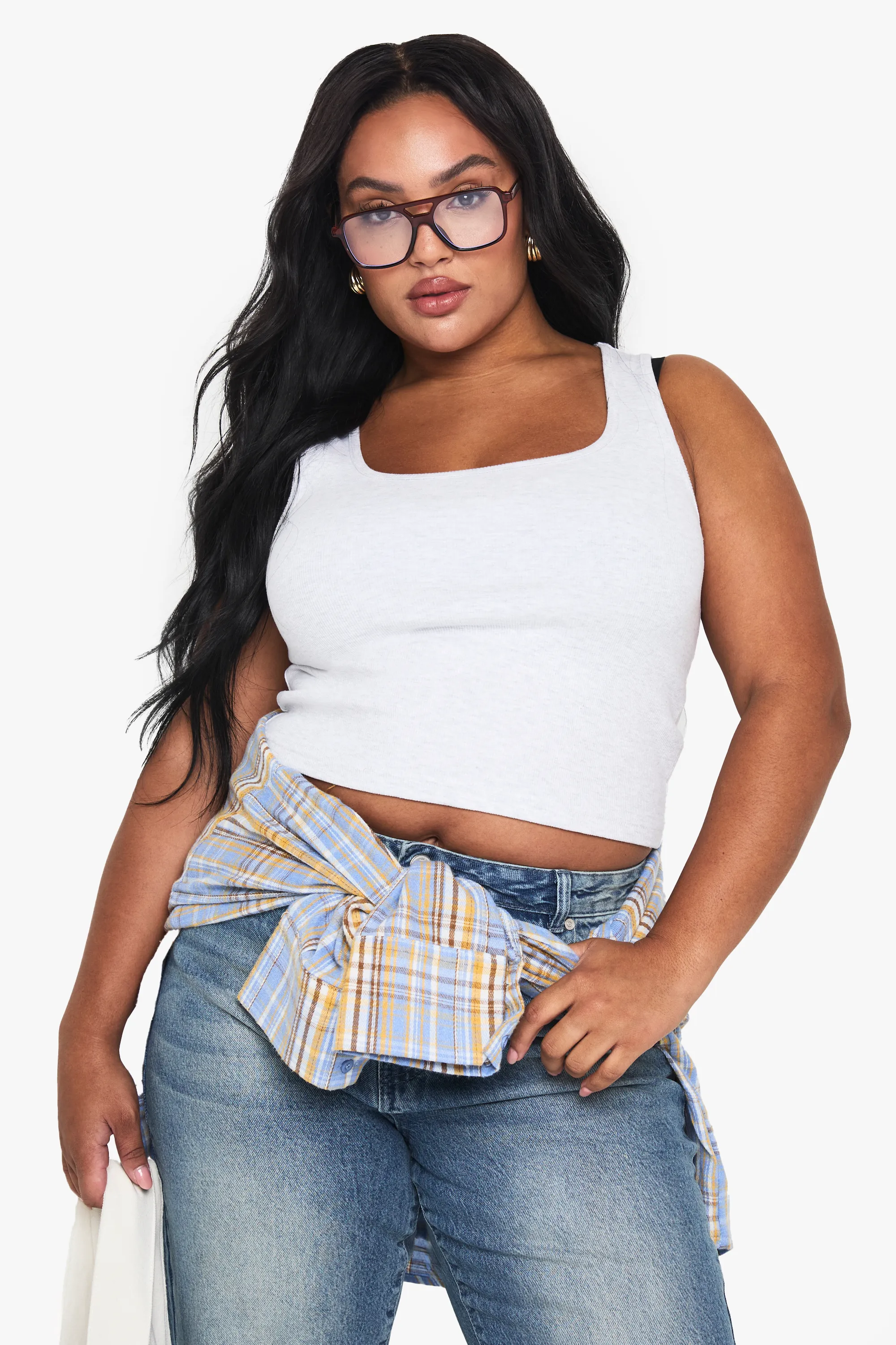 PLUS RIB SCOOP NECK RACER BACK VEST TOP 1 PLUS RIB SCOOP NECK RACER BACK VEST TOP