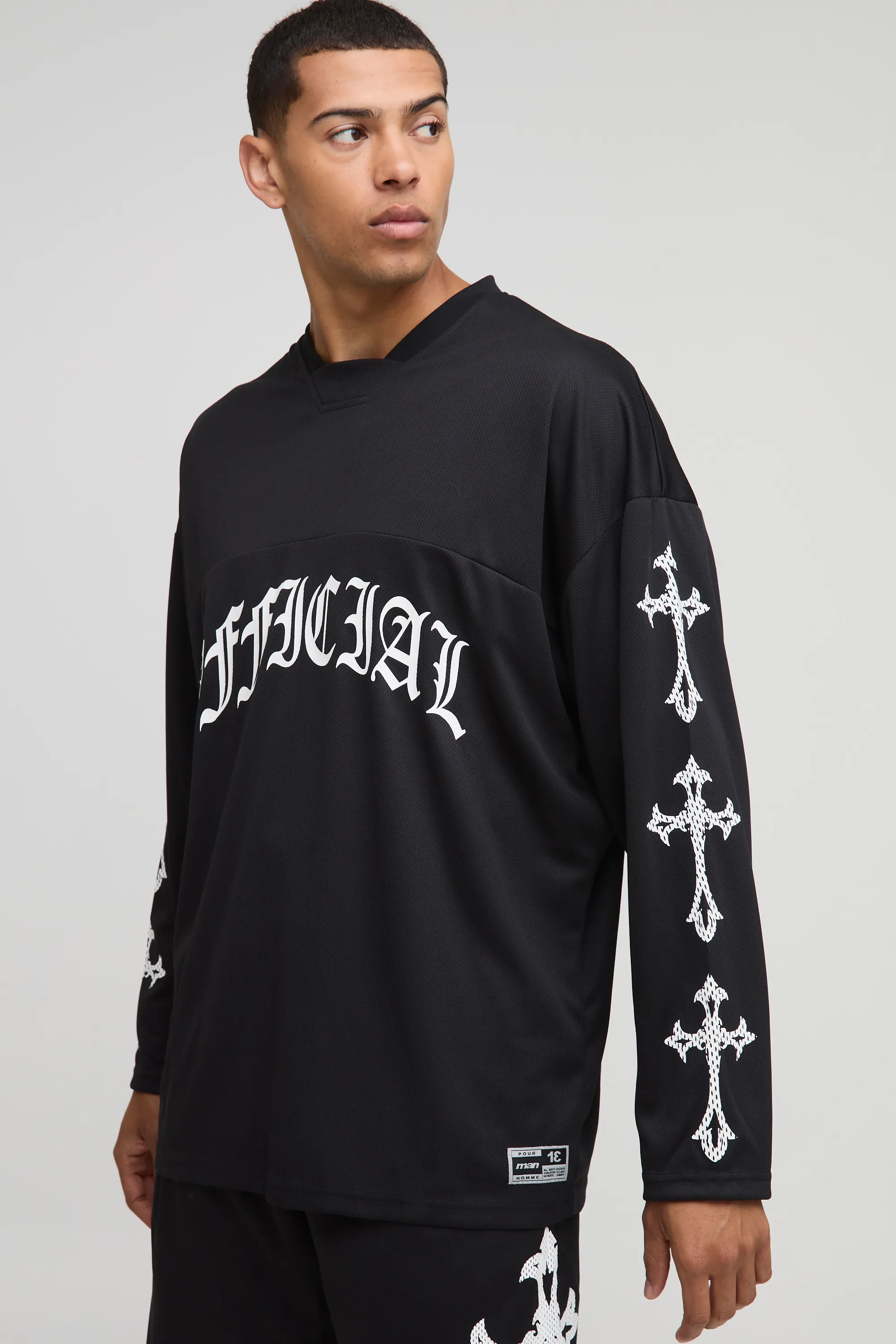 Oversized Official Gothic Long Sleeve Mesh Hockey Top
