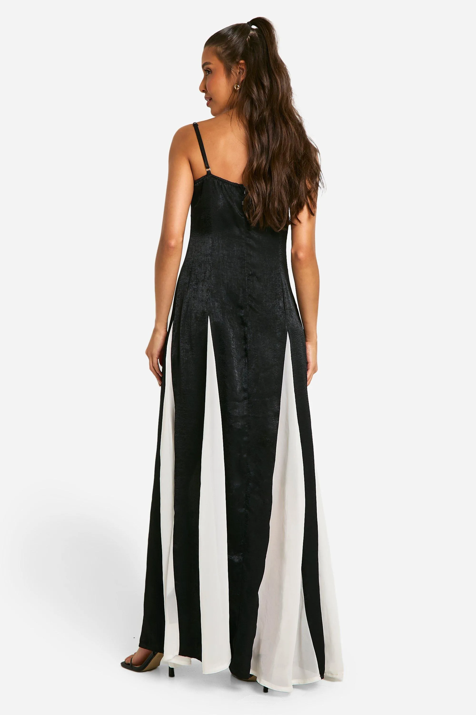 Satin Contrast Godet Maxi Dress 2 Satin Contrast Godet Maxi Dress