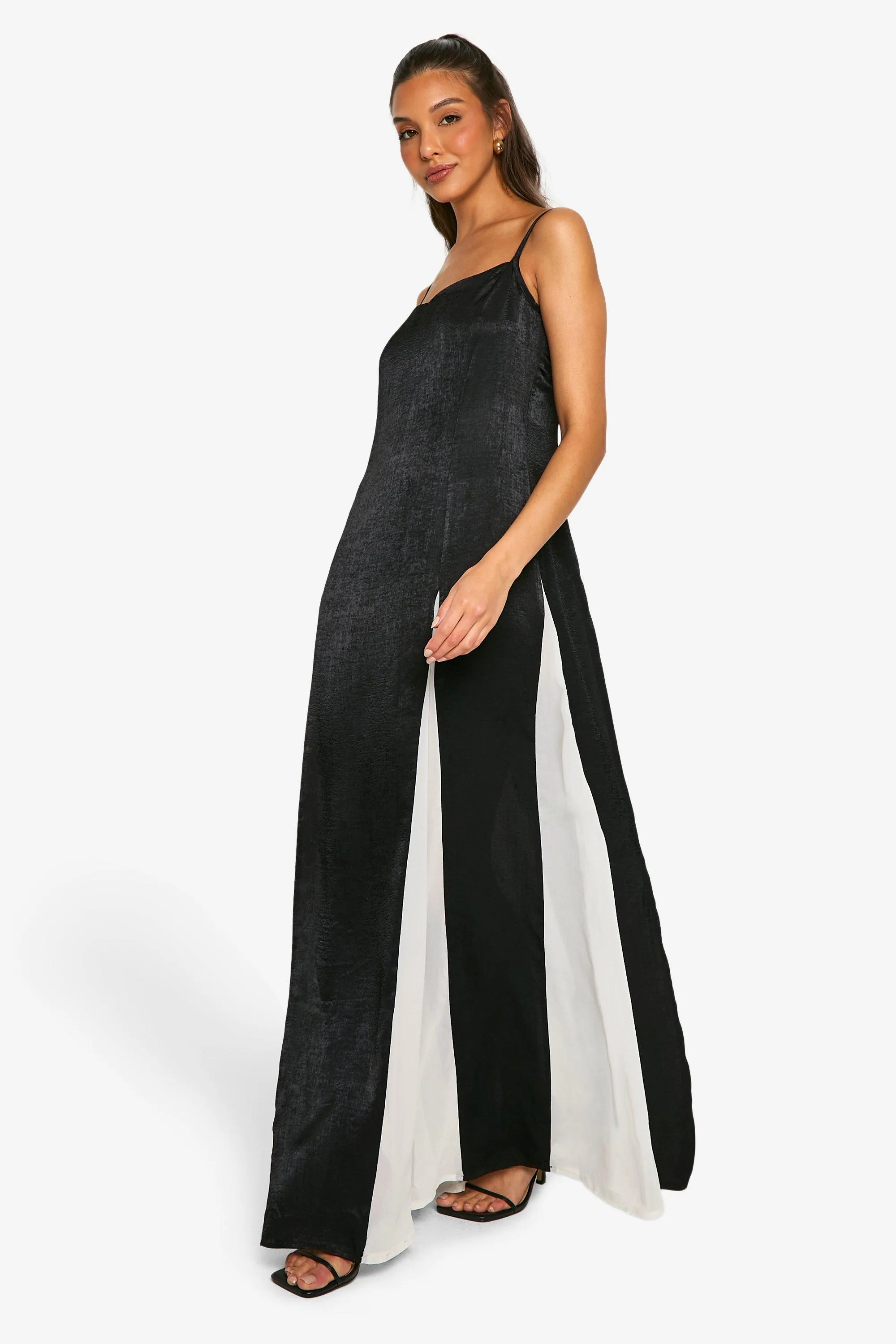 Satin Contrast Godet Maxi Dress 3 Satin Contrast Godet Maxi Dress