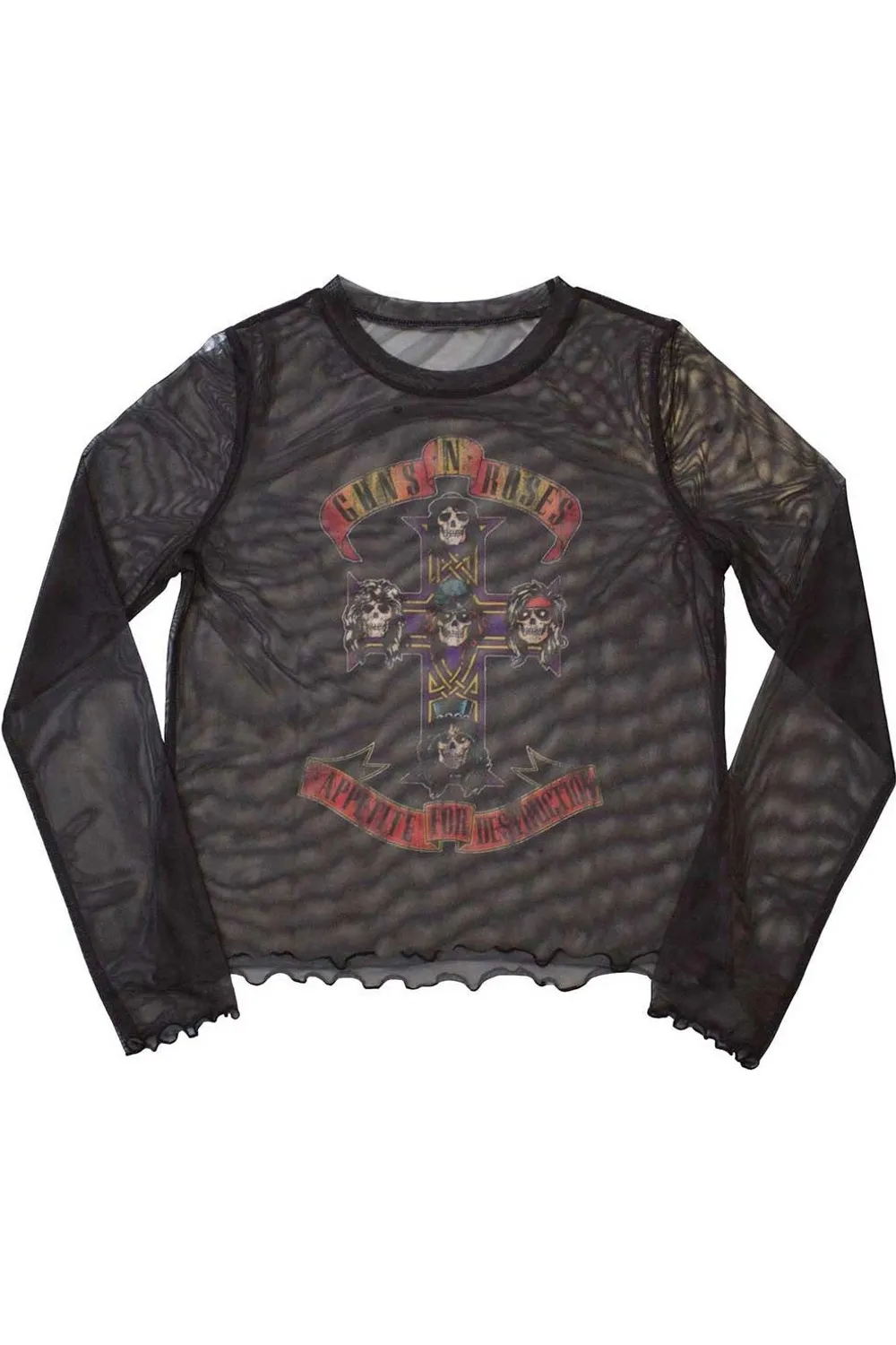 Appetite For Destruction Mesh Long-Sleeved Crop Top 1 Appetite For Destruction Mesh Long-Sleeved Crop Top