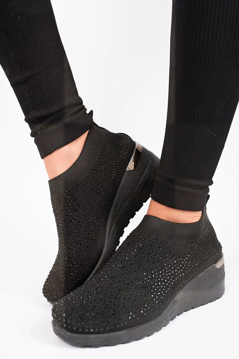 Ayla Embellished Wedge Sock Trainers