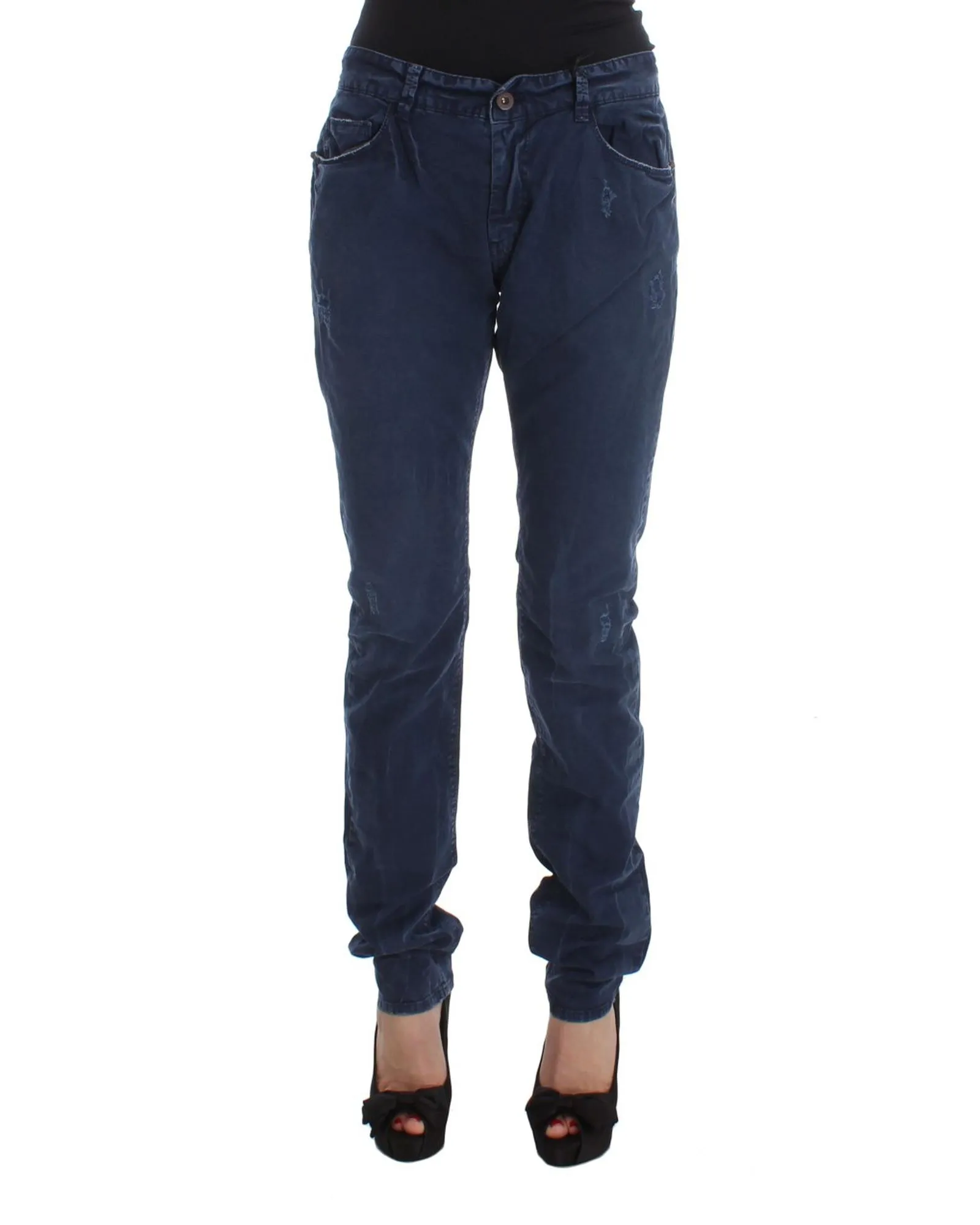 Distressed Denim Straight Leg Jeans- Blue Jeans 1 Distressed Denim Straight Leg Jeans- Blue Jeans