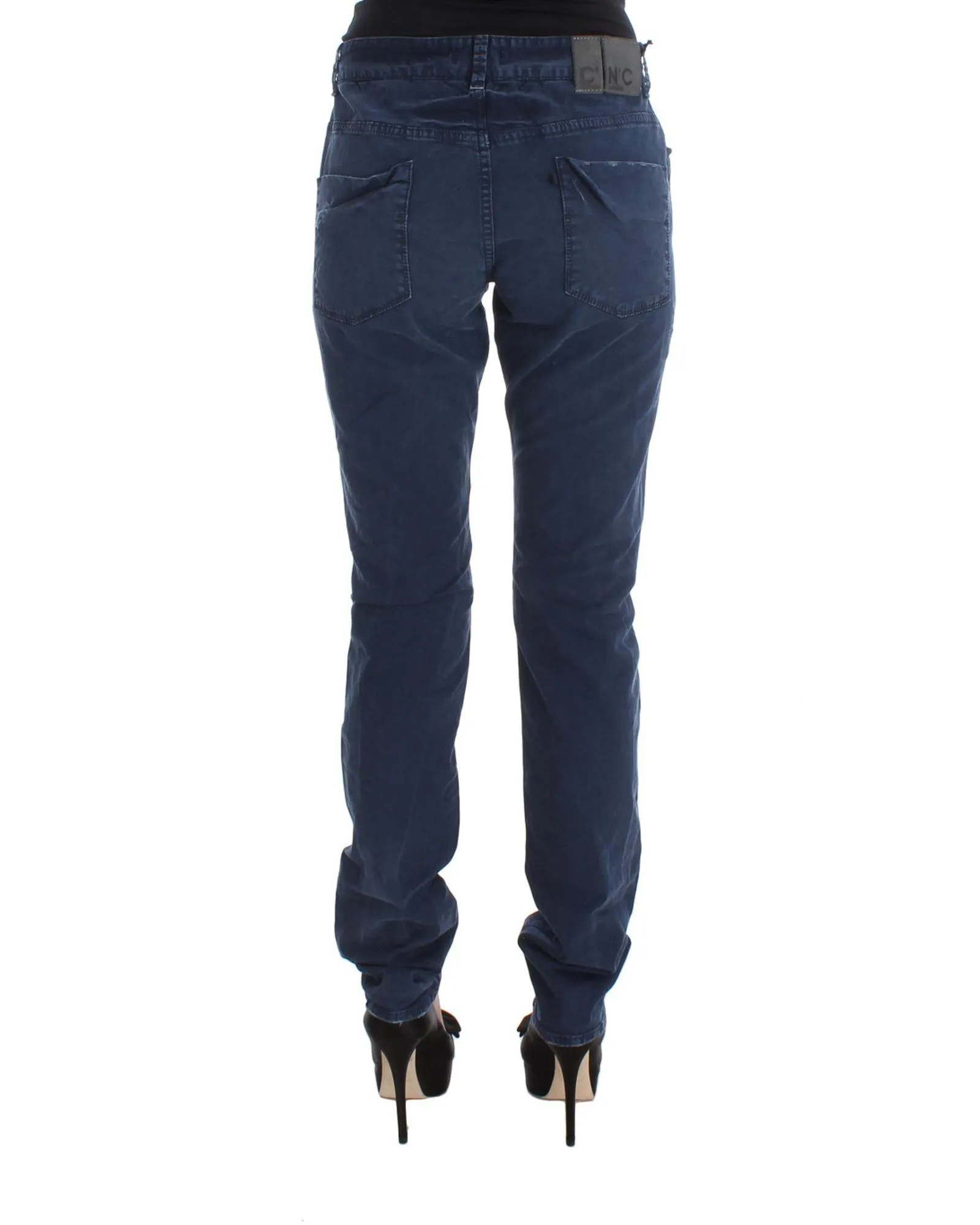 Distressed Denim Straight Leg Jeans- Blue Jeans 3 Distressed Denim Straight Leg Jeans- Blue Jeans