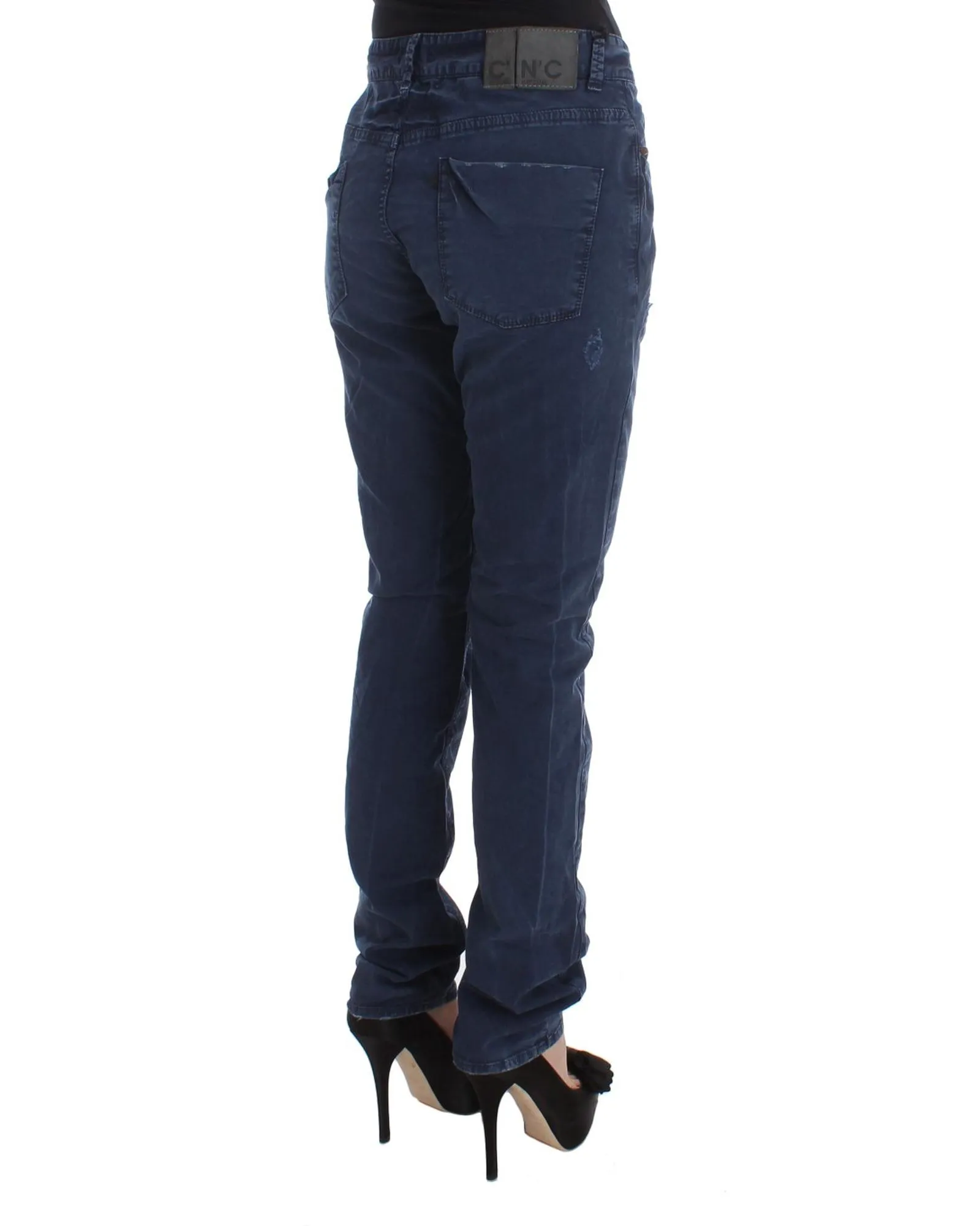 Distressed Denim Straight Leg Jeans- Blue Jeans 5 Distressed Denim Straight Leg Jeans- Blue Jeans