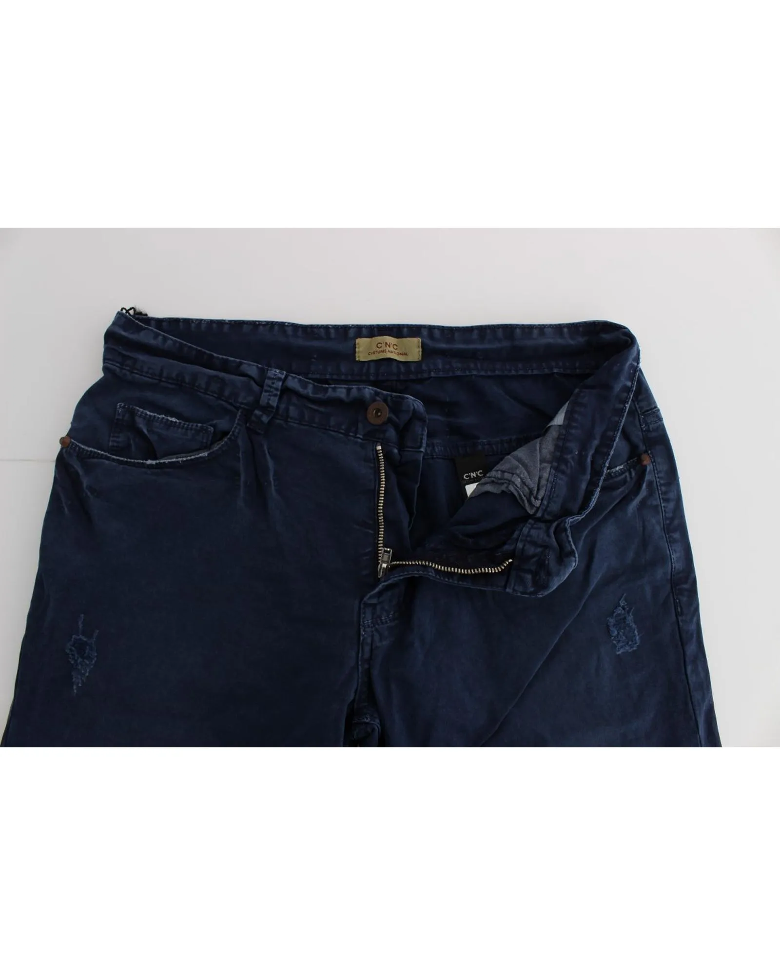 Distressed Denim Straight Leg Jeans- Blue Jeans 7 Distressed Denim Straight Leg Jeans- Blue Jeans