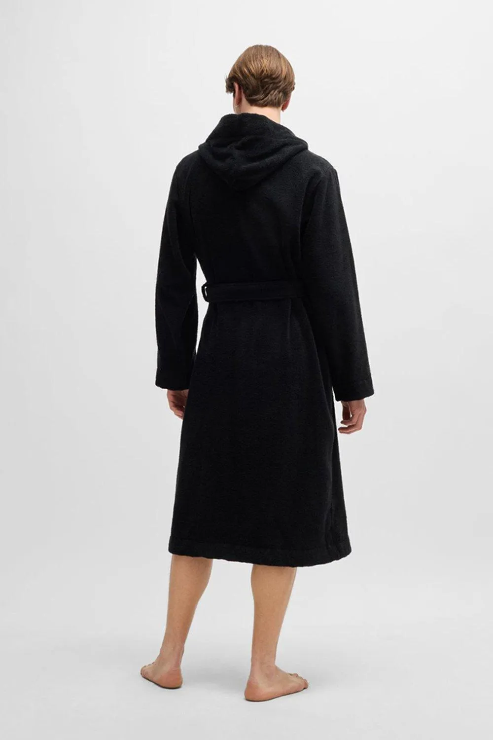 Hugo Terry Hooded Dressing Gown Black 4 Hugo Terry Hooded Dressing Gown Black