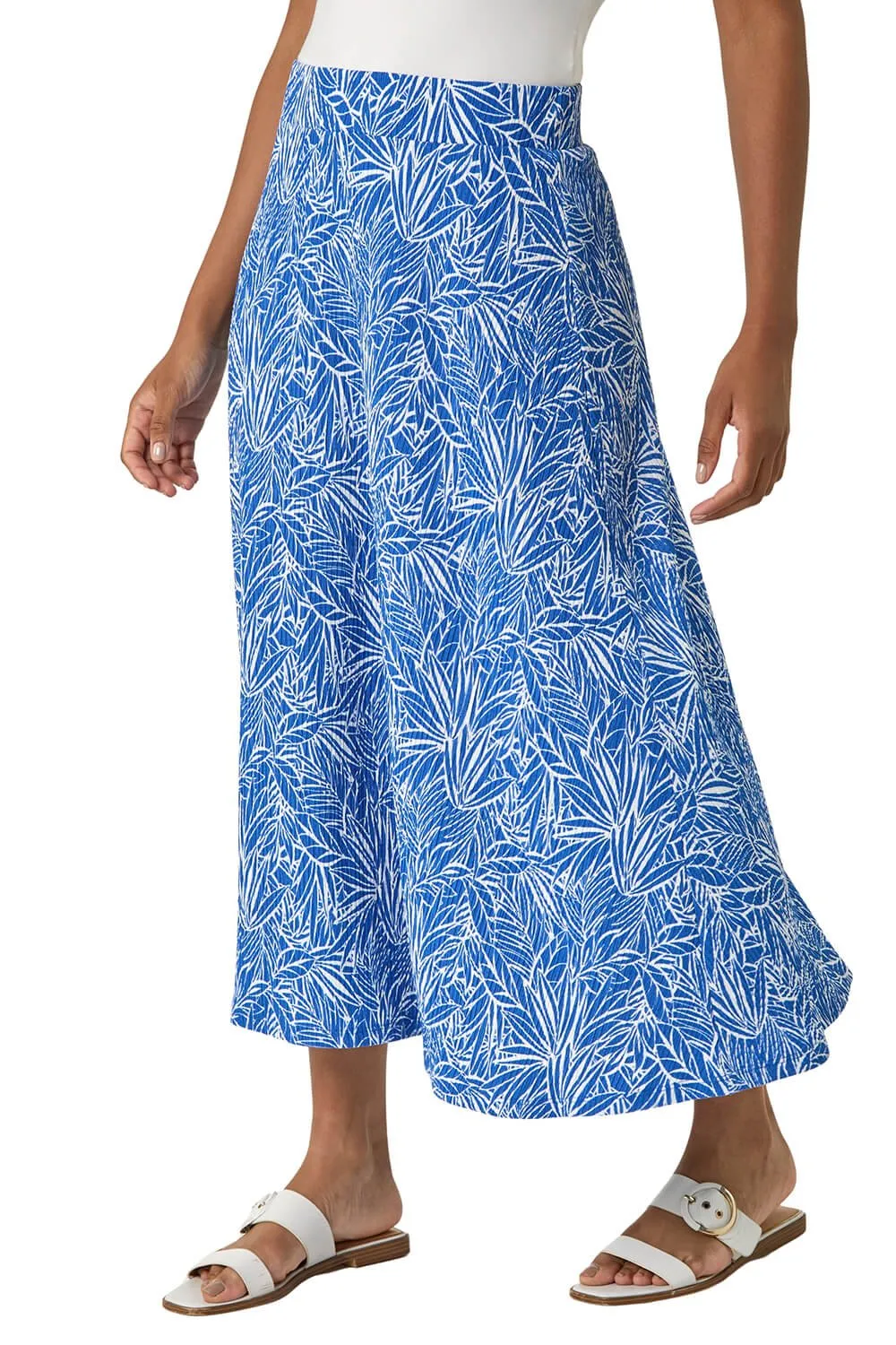 Abstract Crinkle Print A-Line Skirt
