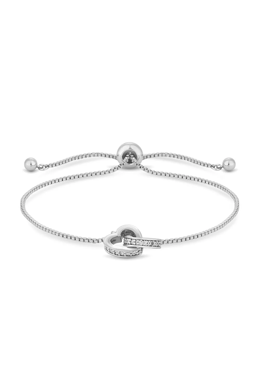 Rhodium Cubic Zirconia Heart Toggle Bracelet 1 Rhodium Cubic Zirconia Heart Toggle Bracelet