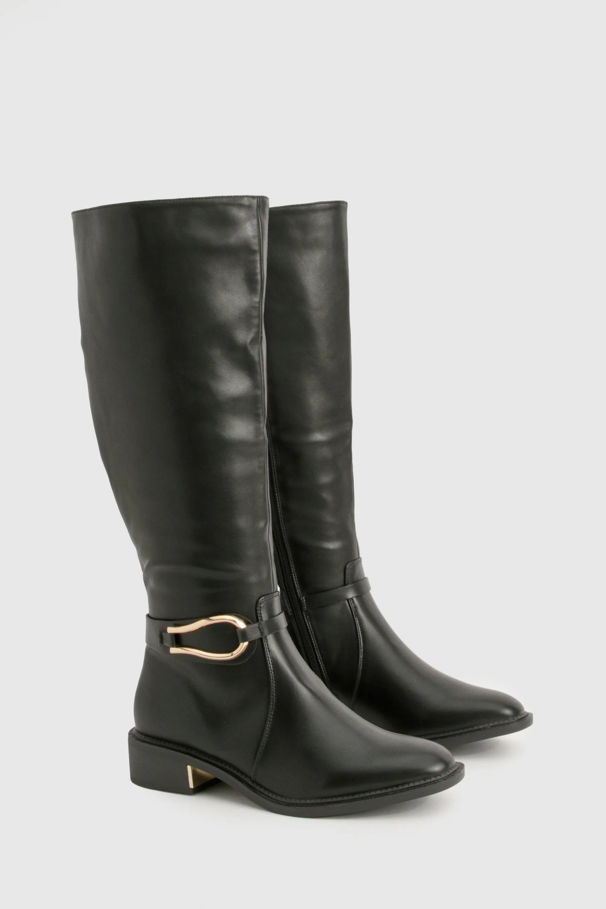 Wide Fit Hardware Detail Knee High Boots 2 Wide Fit Hardware Detail Knee High Boots