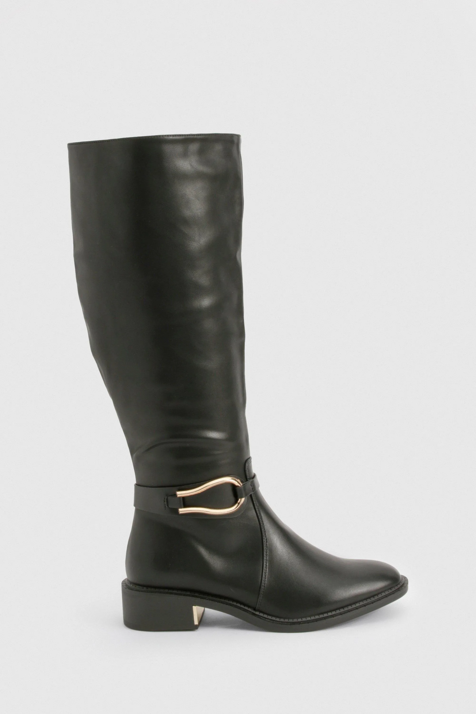 Wide Fit Hardware Detail Knee High Boots 3 Wide Fit Hardware Detail Knee High Boots
