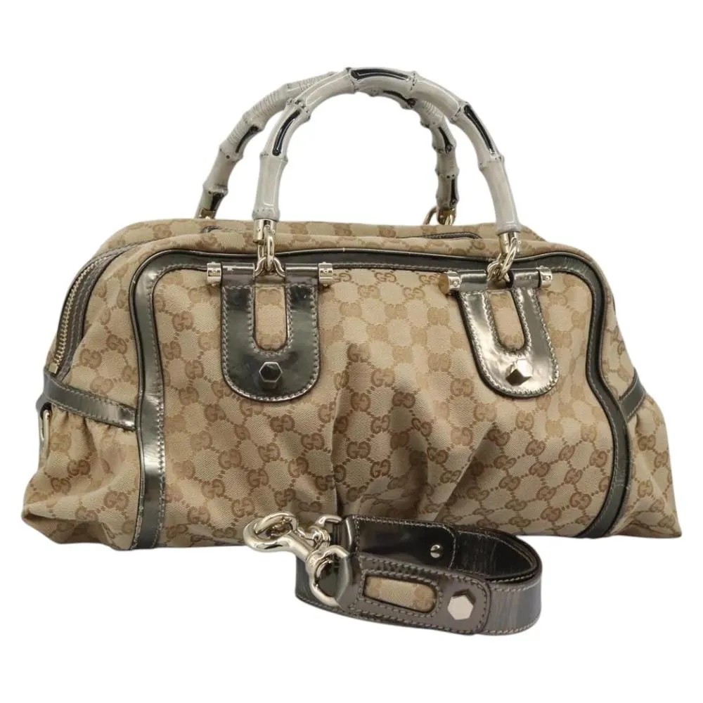 Preloved Bamboo Boston Satchel- Beige Handbags