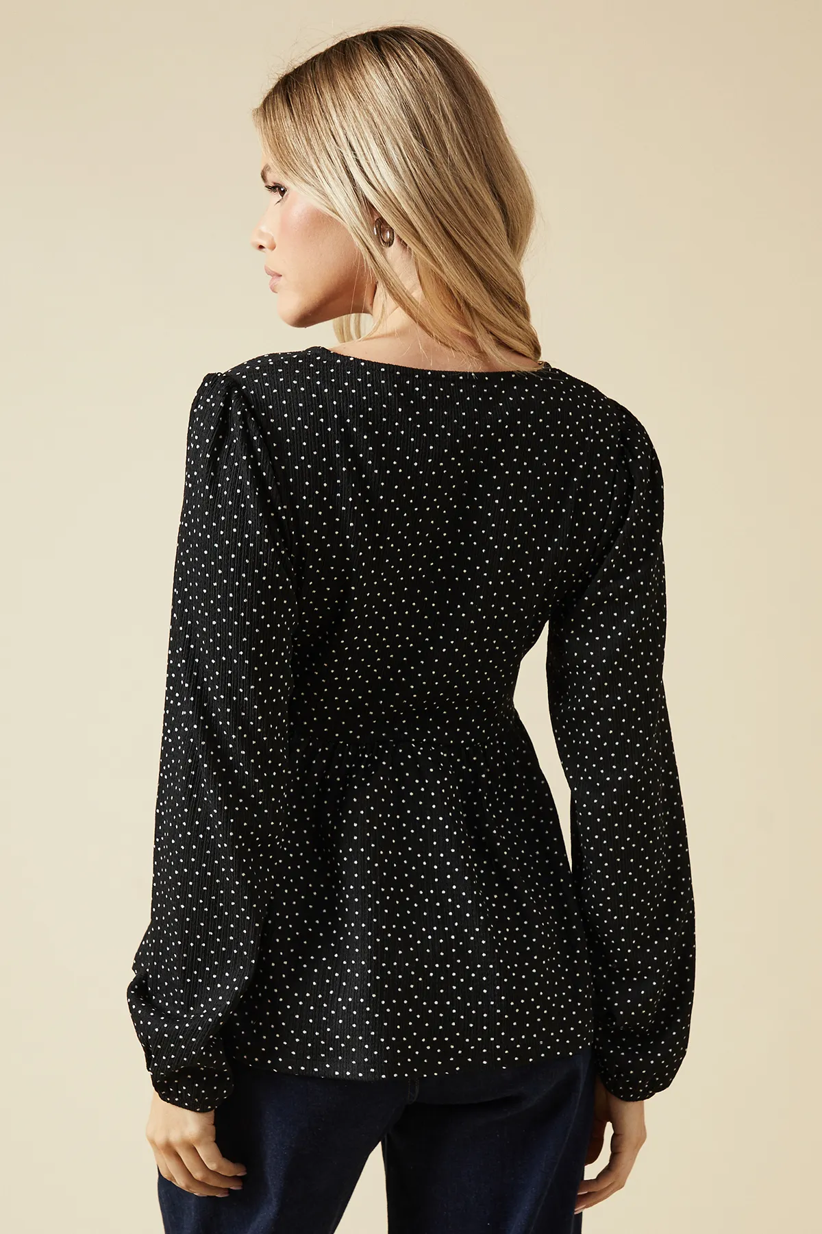 Mono Spot Bow tie front long sleeve top 3 Mono Spot Bow tie front long sleeve top