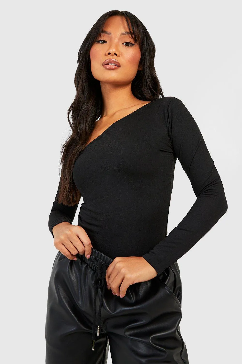 Petite Slash Neck Long Sleeve Bodysuit